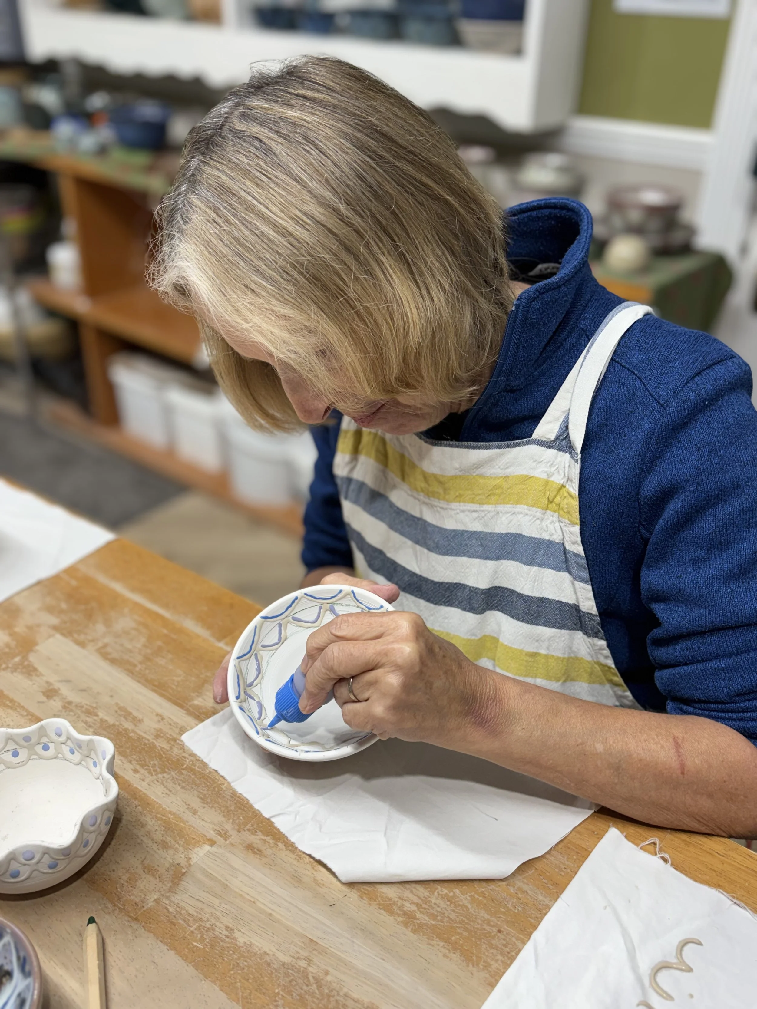   
 Elizabeth has been glazing her pieces at the end of her first 5 week course! 
 