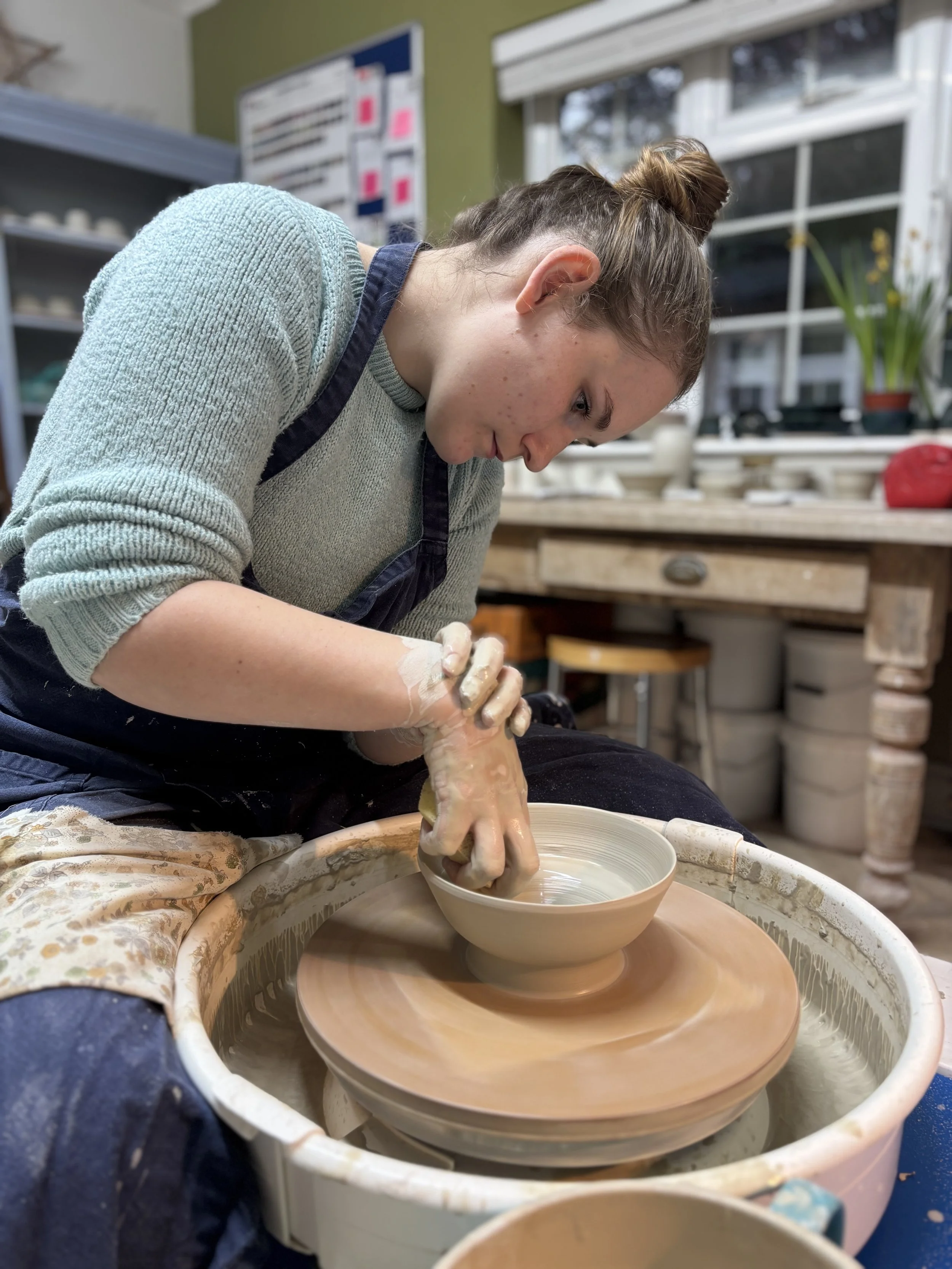   
 Mary has been throwing her pieces at the start of her 'Throw, Turn & Glaze Experience'! 
 