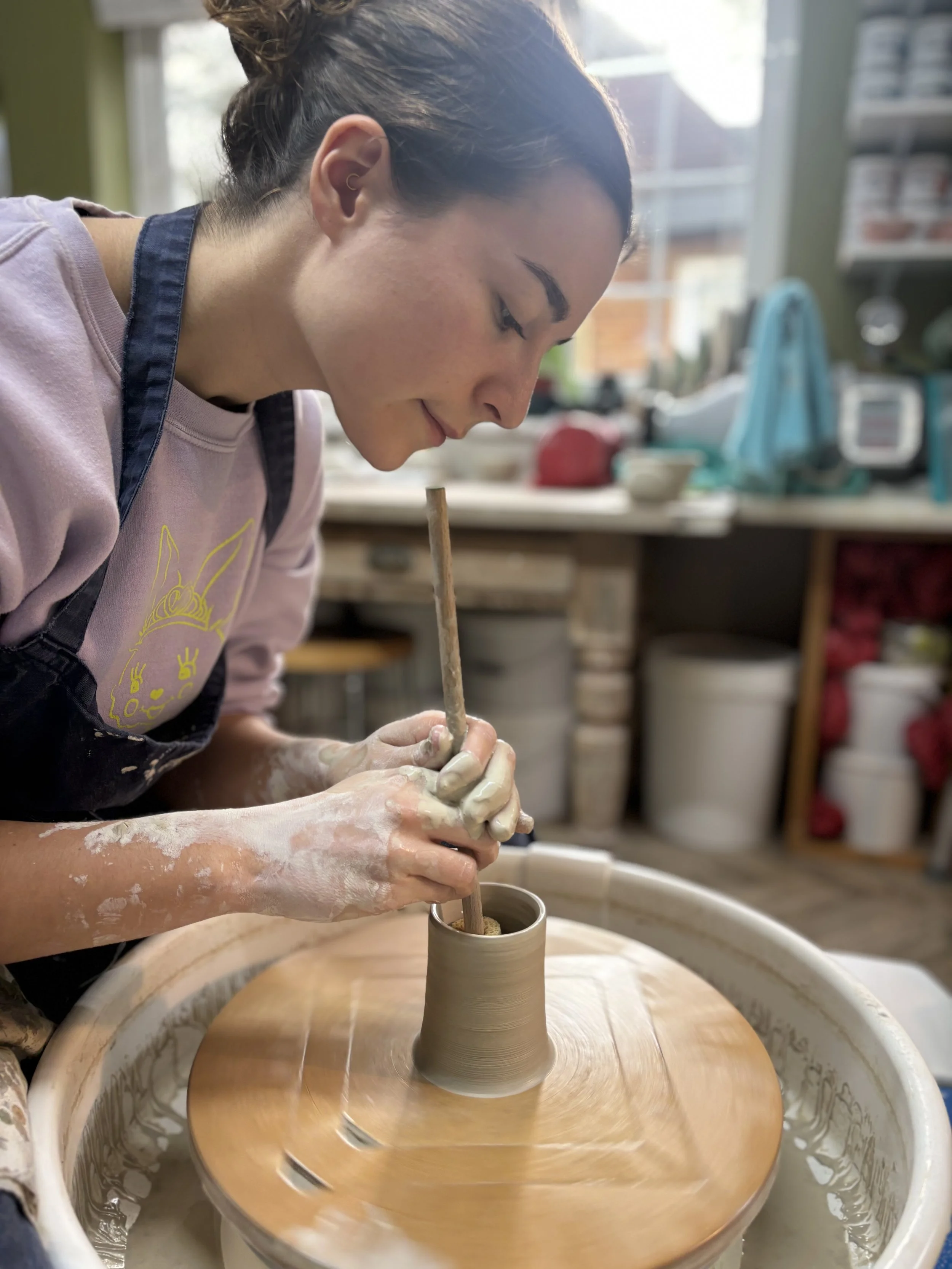   
 Rosie has thrown for the first time & will be returning later in the year to glaze her pieces!  
 