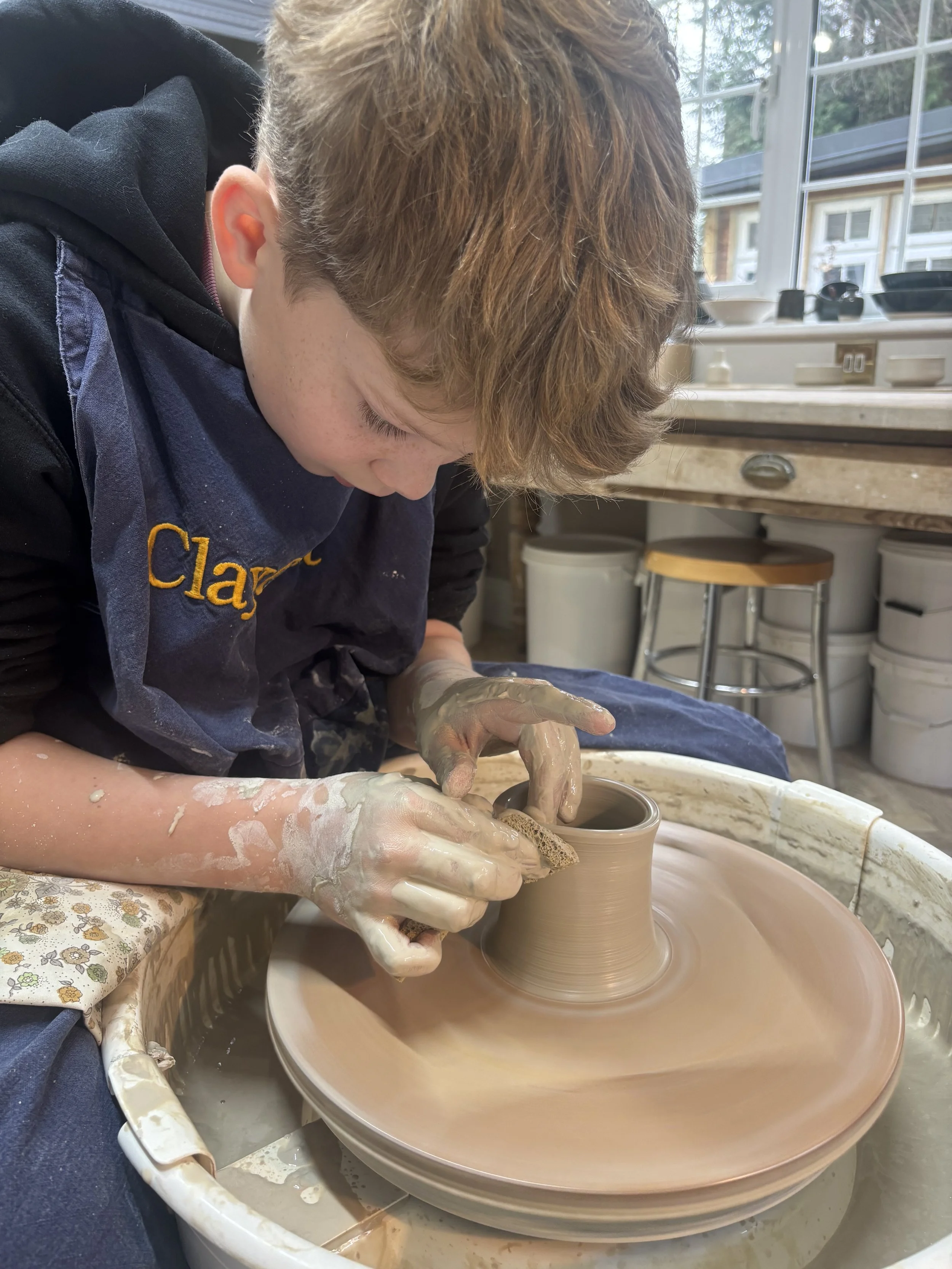   
 Lovely to have Wilfred back in the pottery for another 'Throw, Turn & Glaze Experience'! 
 