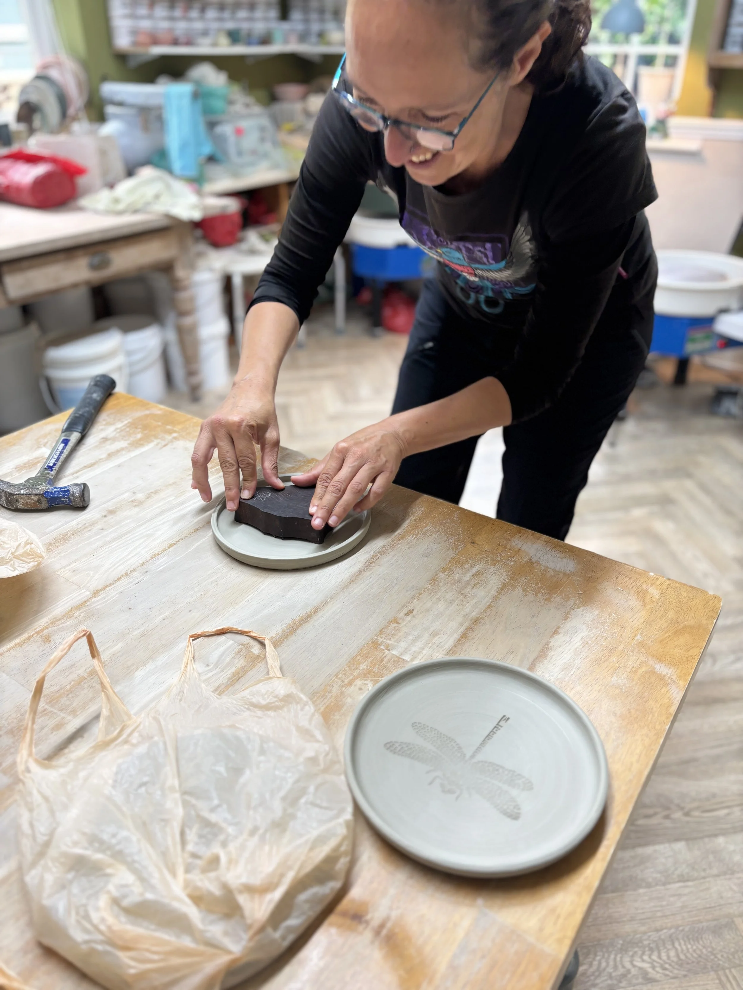   
 Miryam has been adding her 'dragonfly' to her plates! 
 