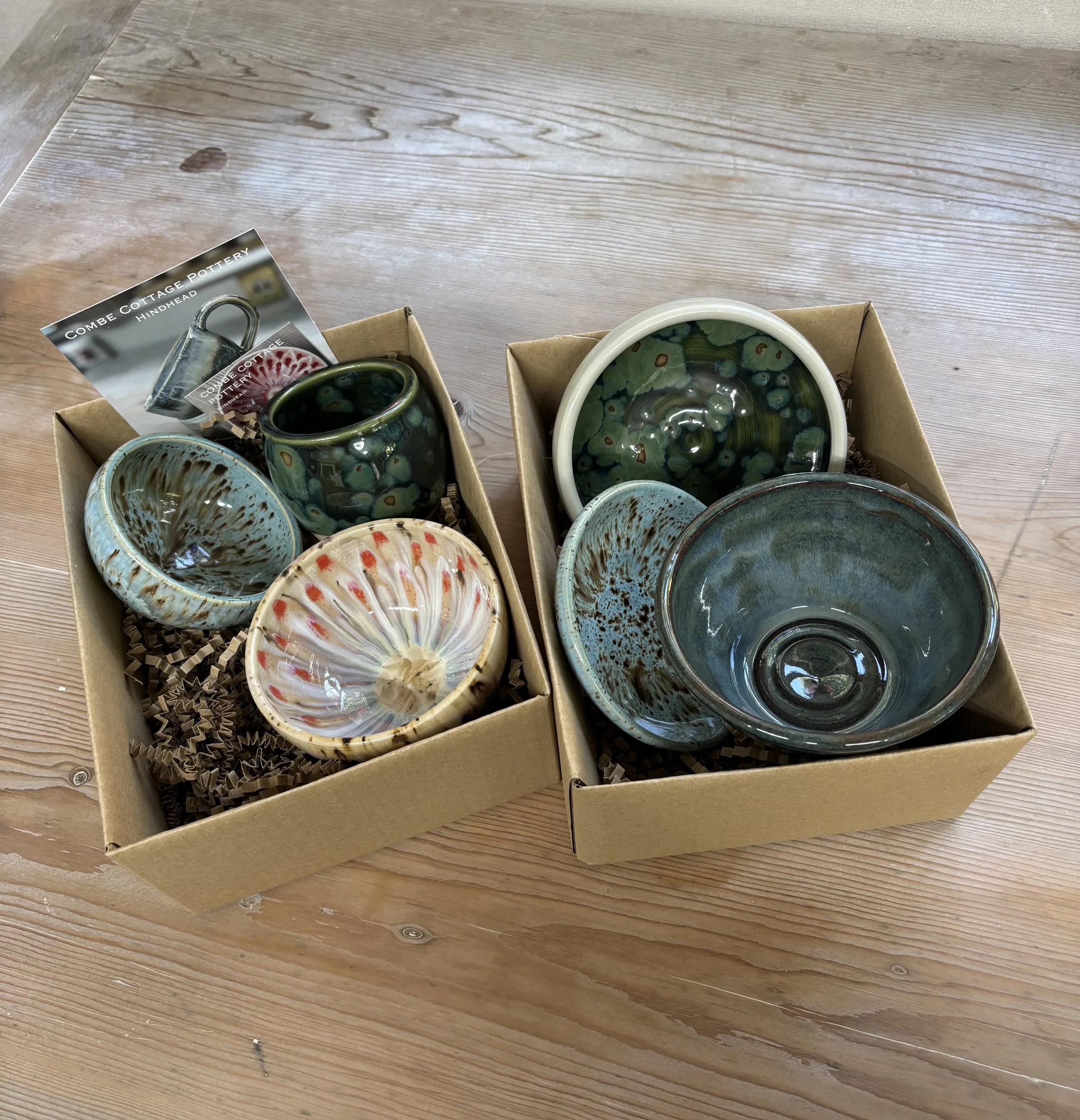 Caroline & Thomas' gorgeous pieces following their throwing & glazing sessions!