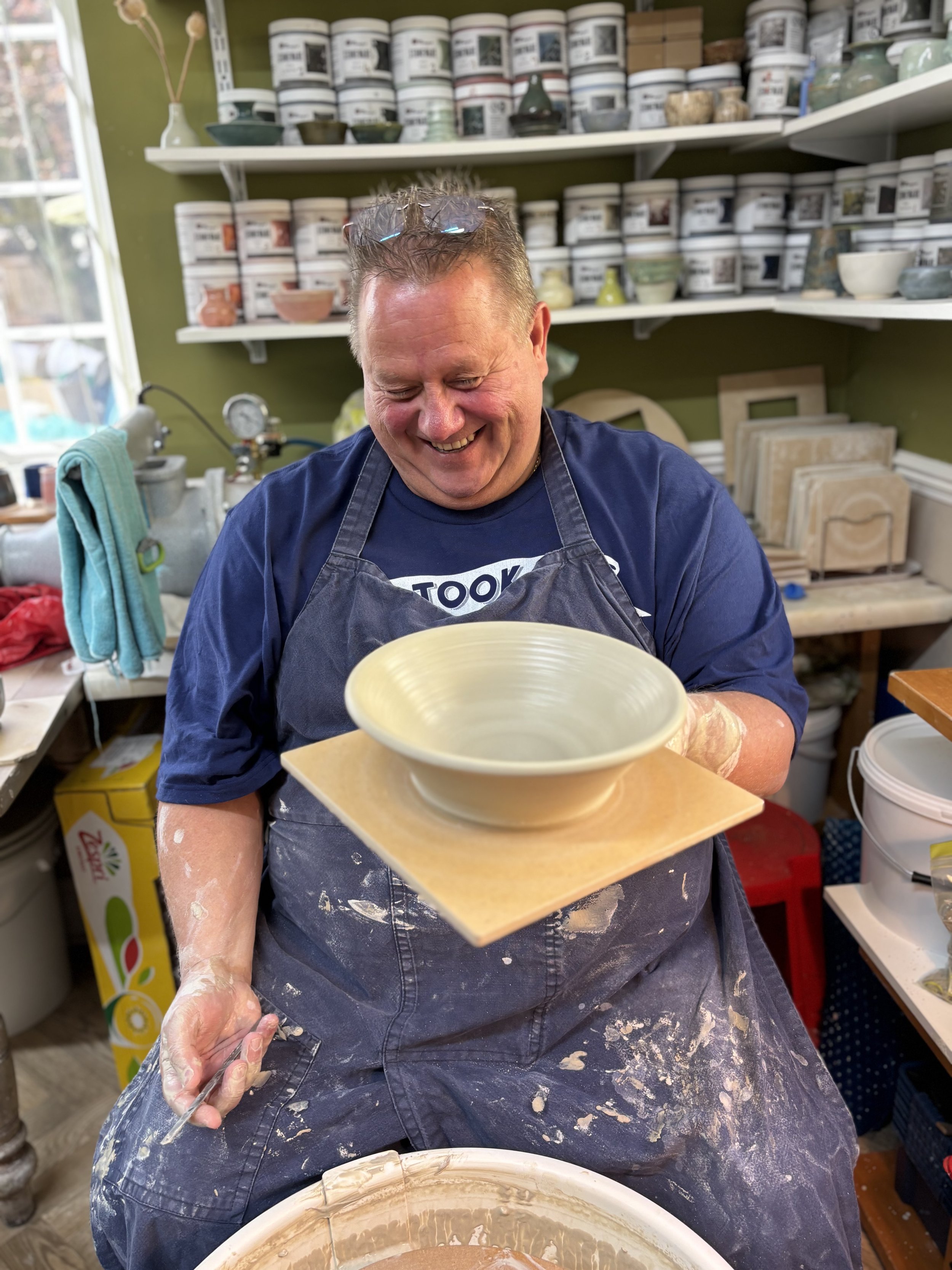 Such an enjoyable pottery session for Kevin on his birthday ...