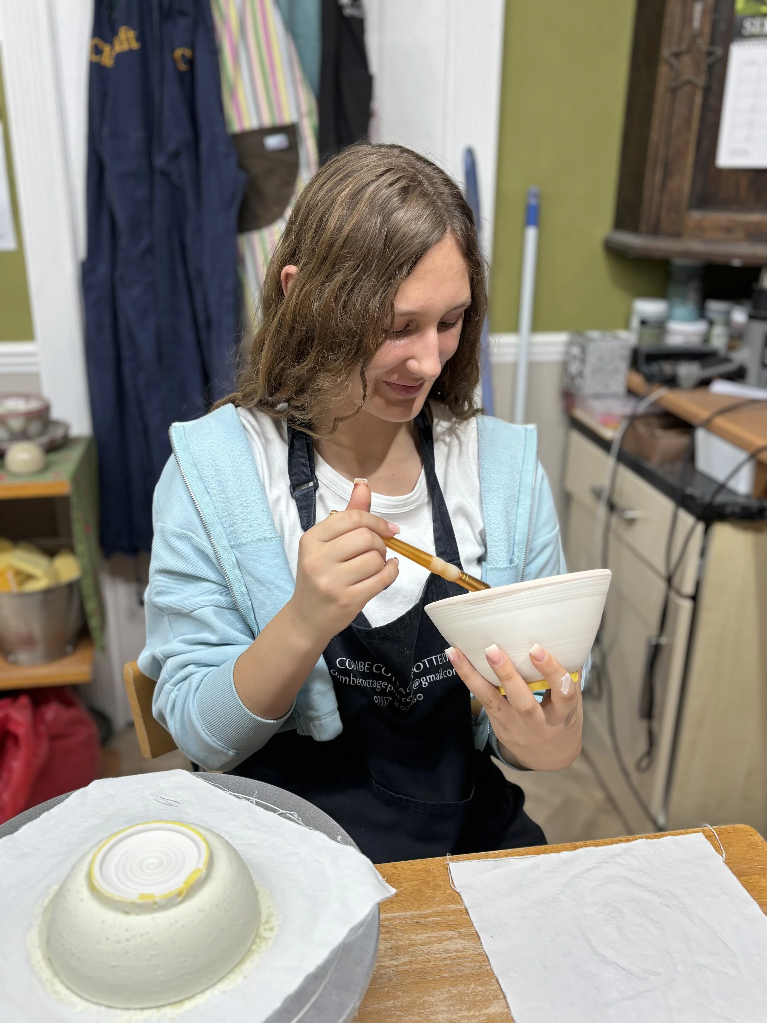   
 Sofia has been glazing all her pieces at the end of her 5 week course! 
 