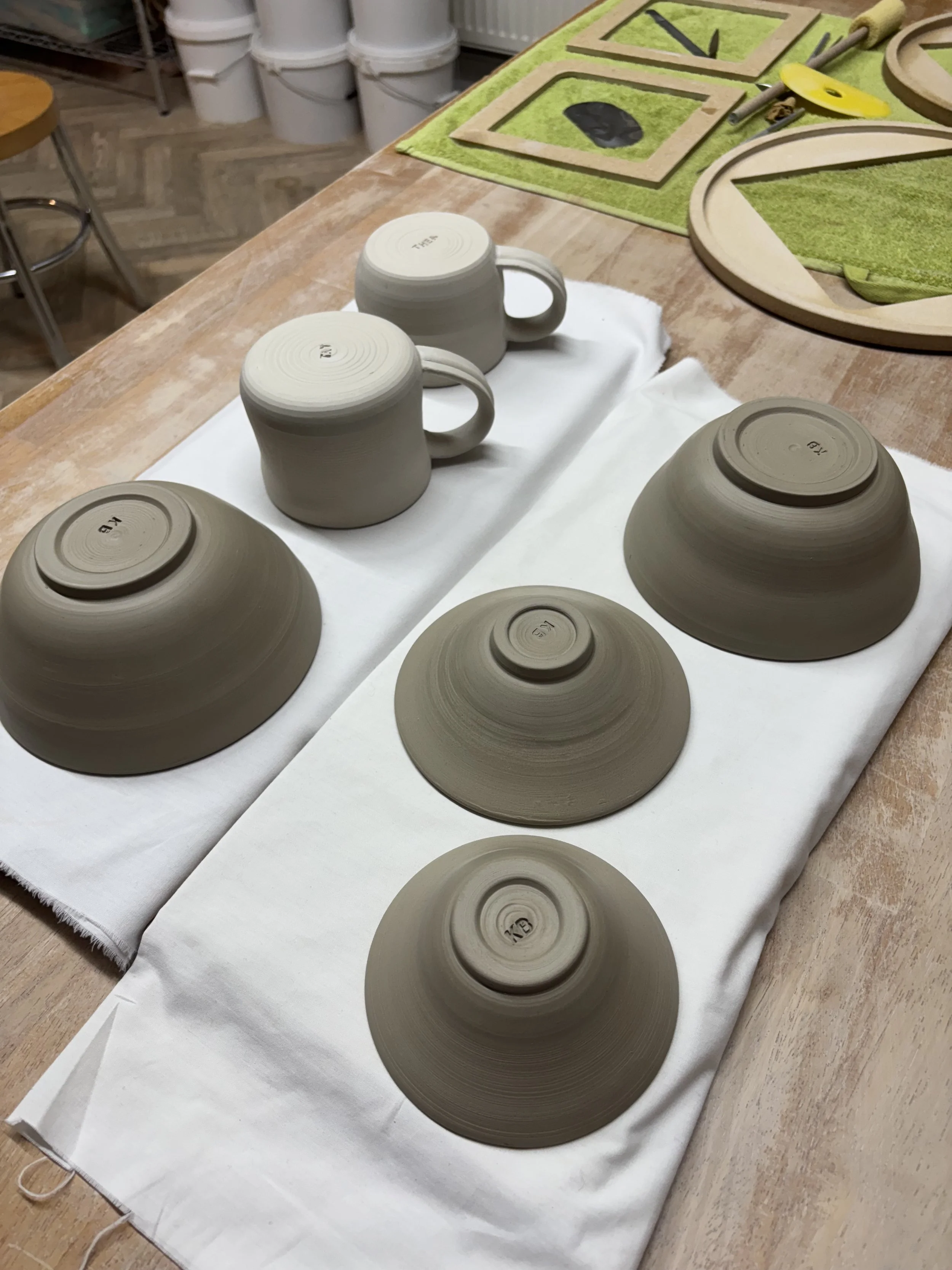   
 Kirsty's pieces have been drying ready for their bisque fire! 
 