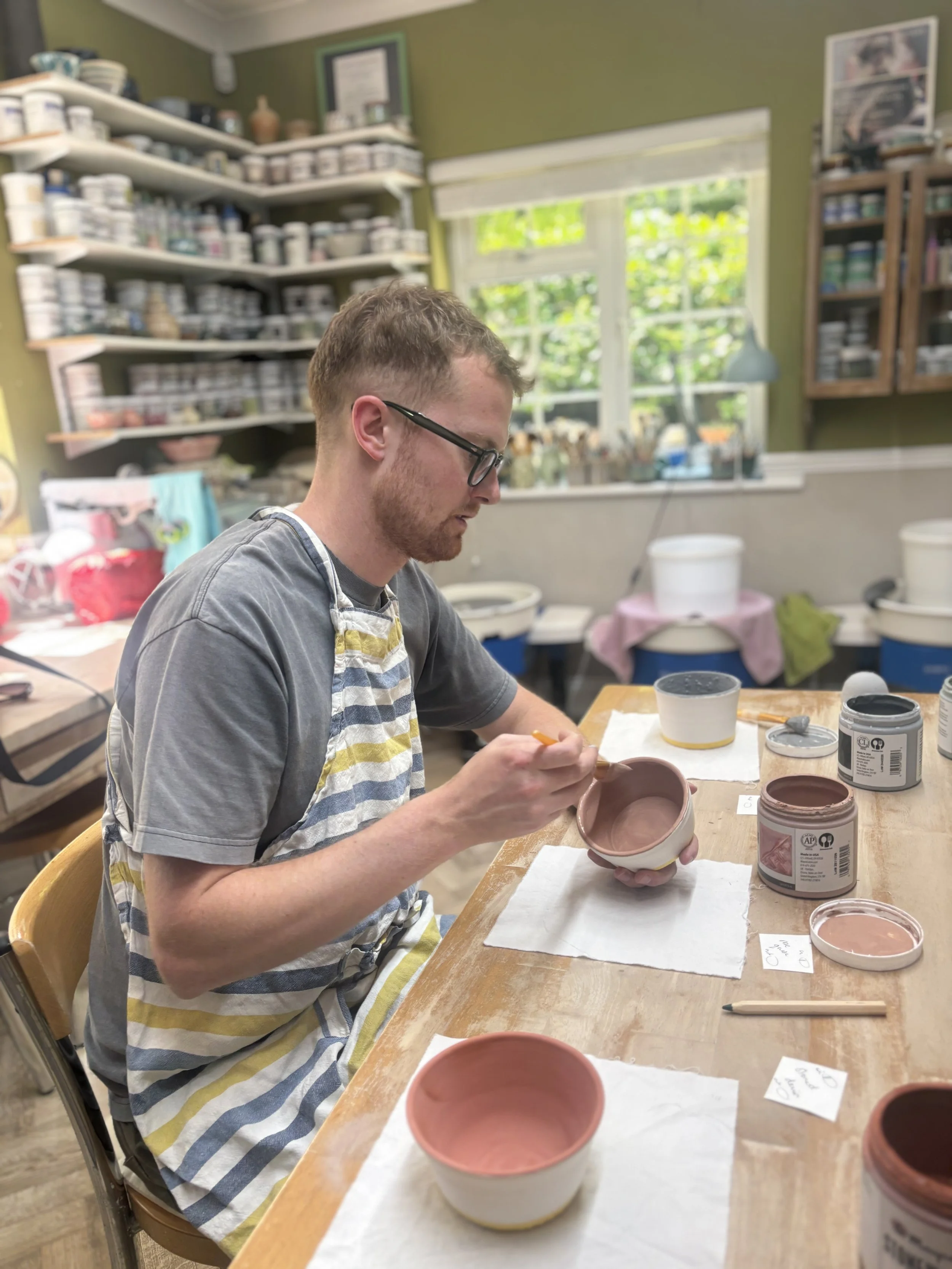   
 Jack & Angel returned to glaze their pieces ... 
 