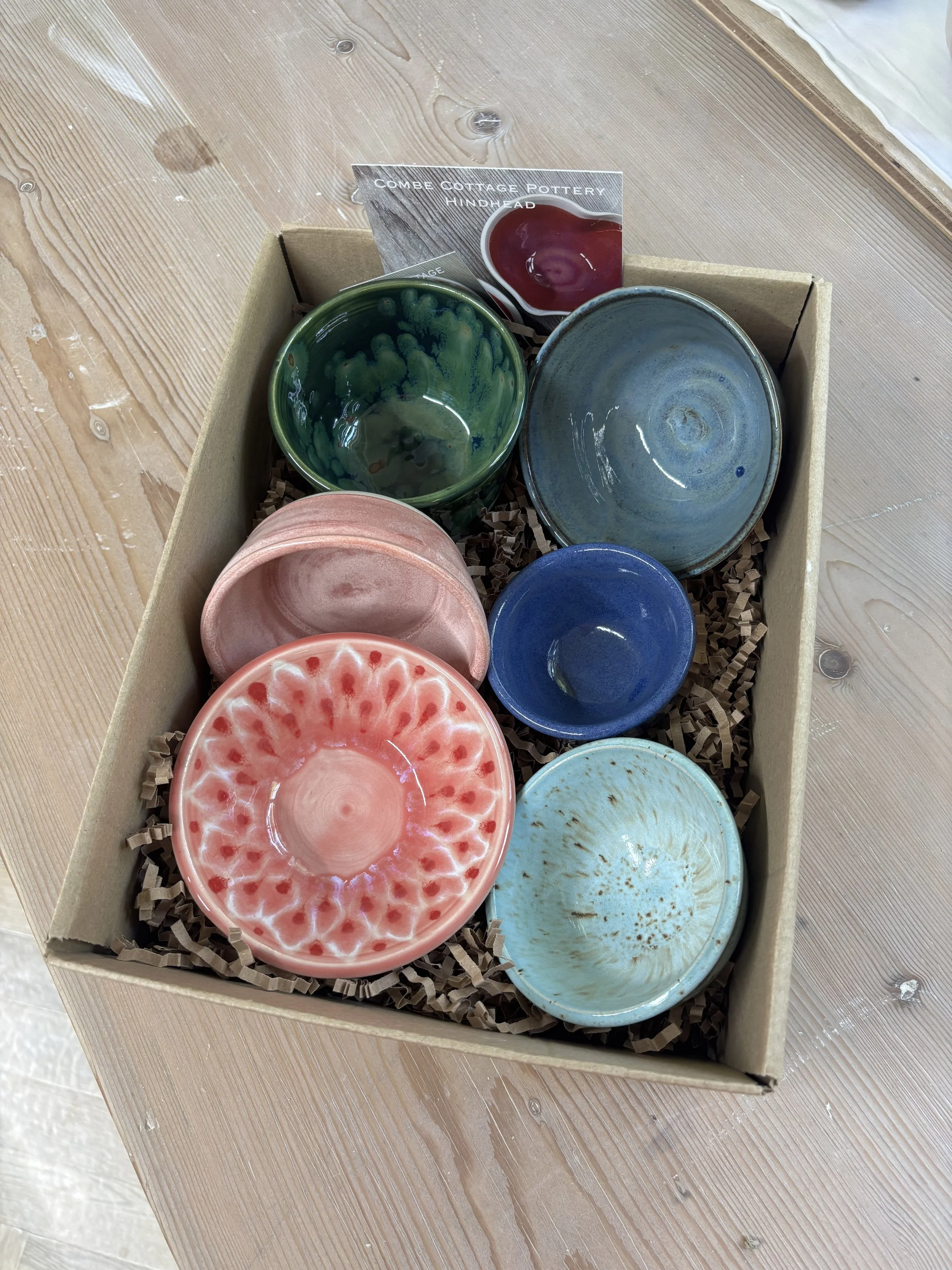   
 Lovely finished pieces by Jack & Angel who returned to glaze following their 'throwing experience'! 
 