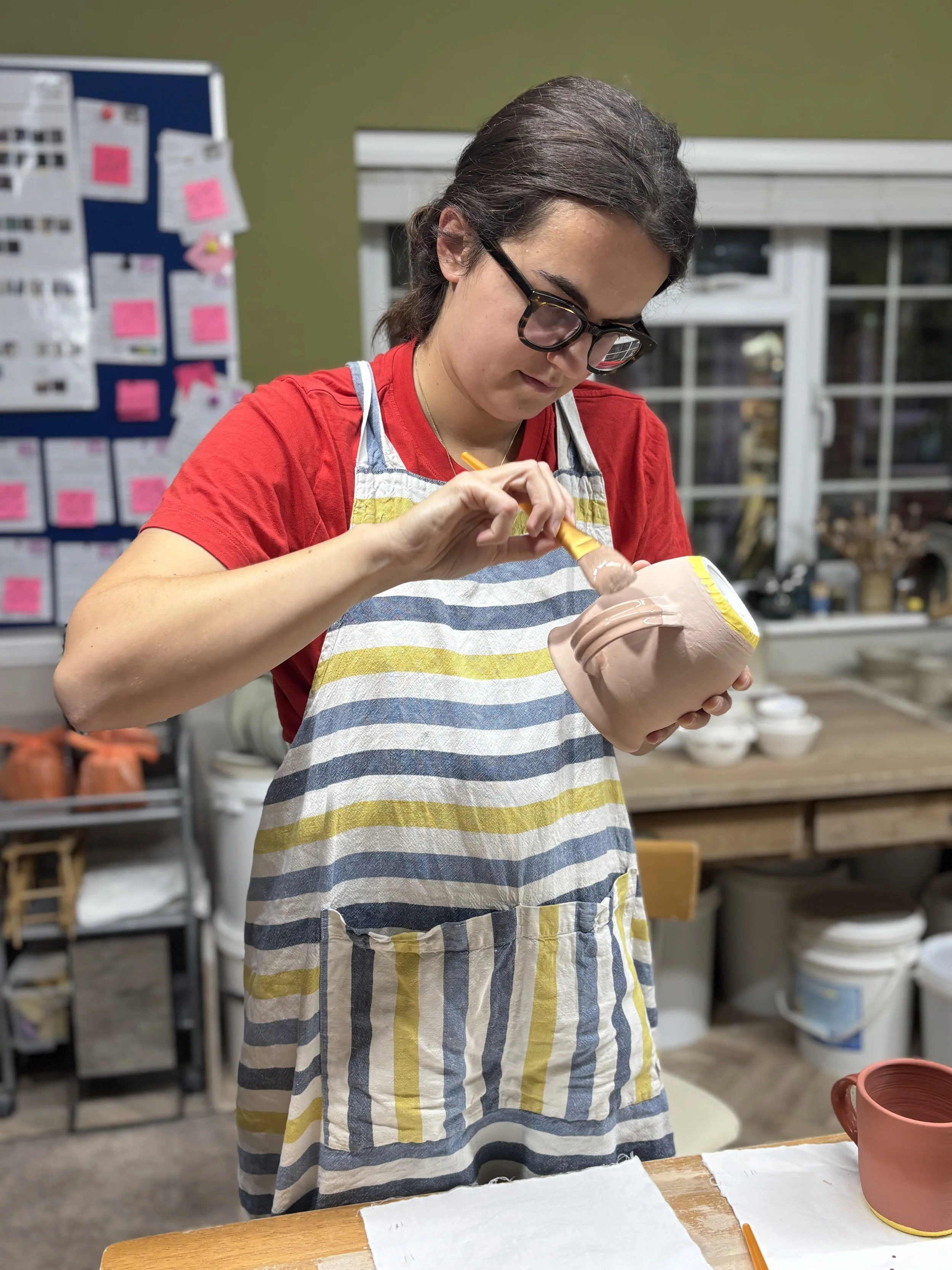   
 Lizzie has glazing the rest of her pieces!  
 