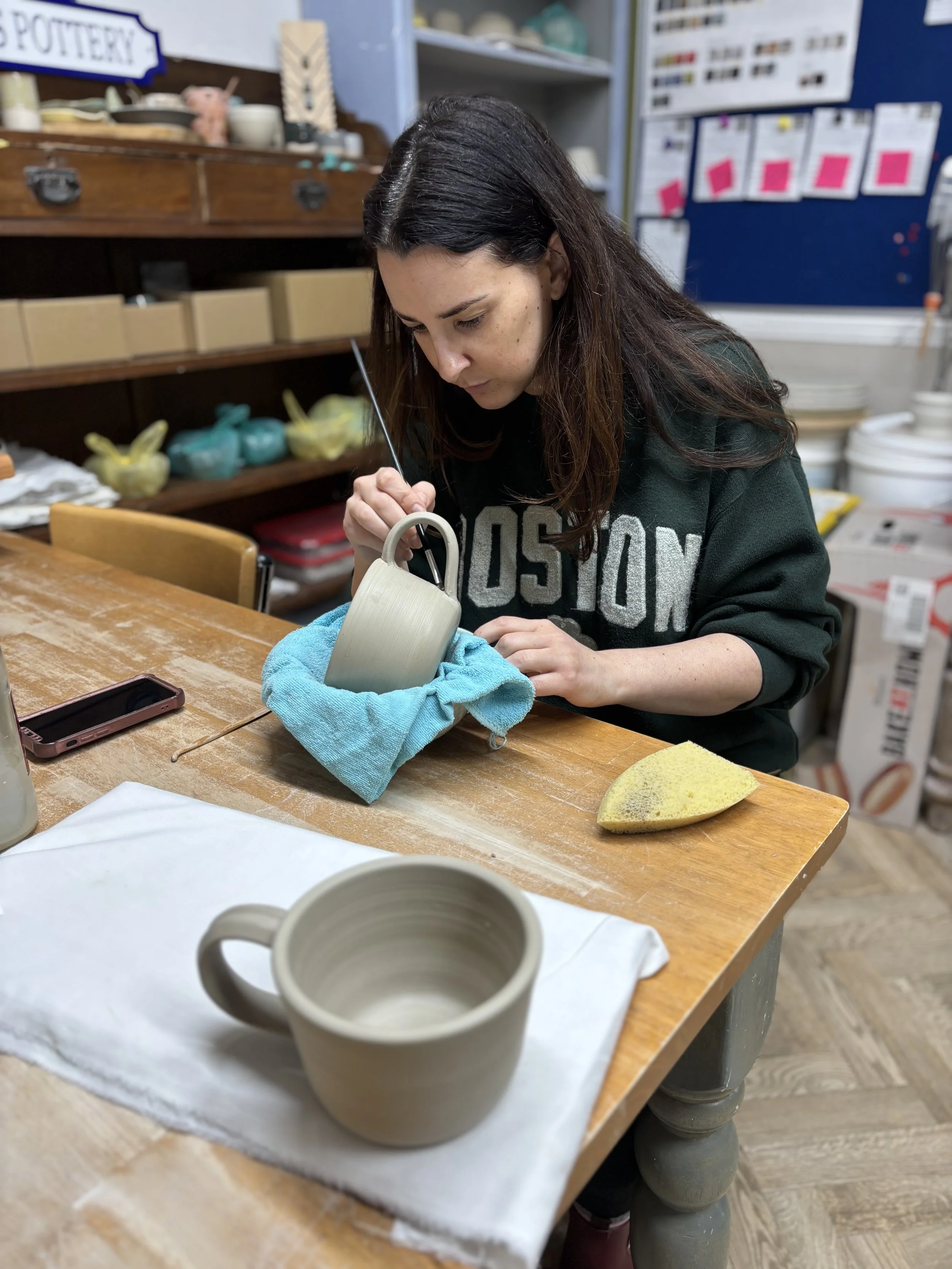   
 Jess has been learning how to trim her pieces and has added super handles to her soup mugs!  
 