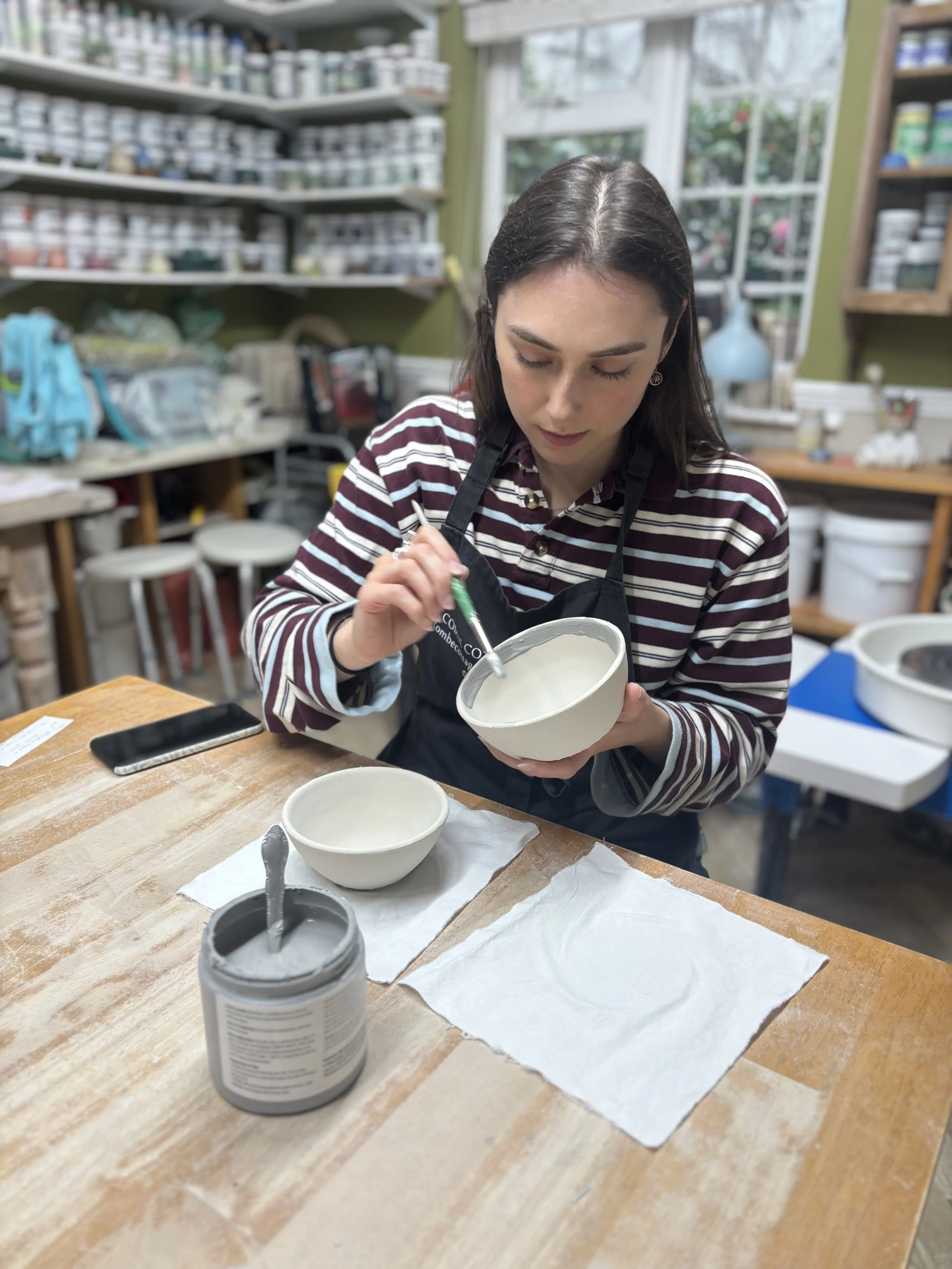  
  Erin has been glazing her pieces at the end of her 5 week course! 
 