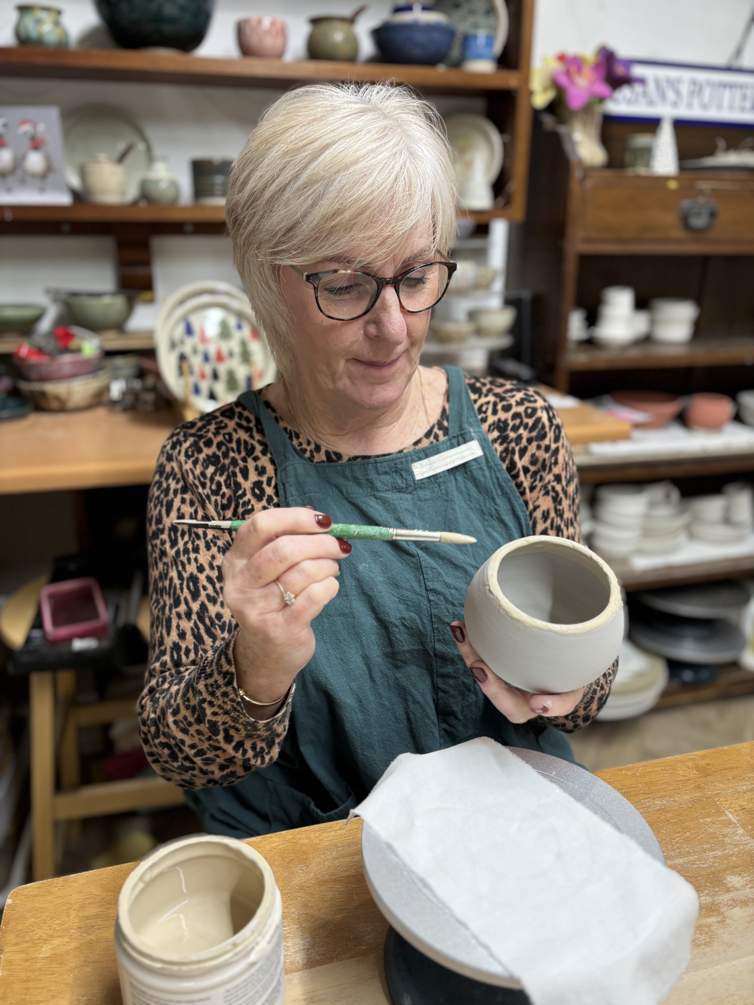   
  Sue has been glazing her pieces at the end of her 'Throw, Turn & Glaze Experience'! 
 