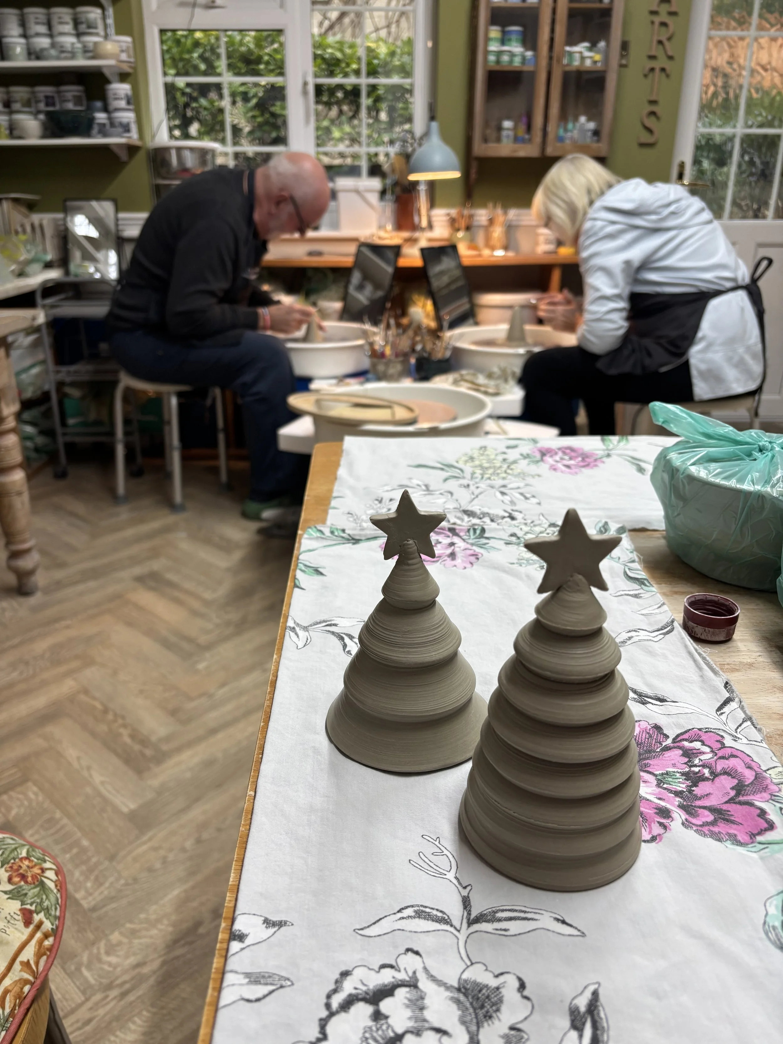   
 Jackie & Dave have been mastering trimming their thrown Christmas trees! 
 