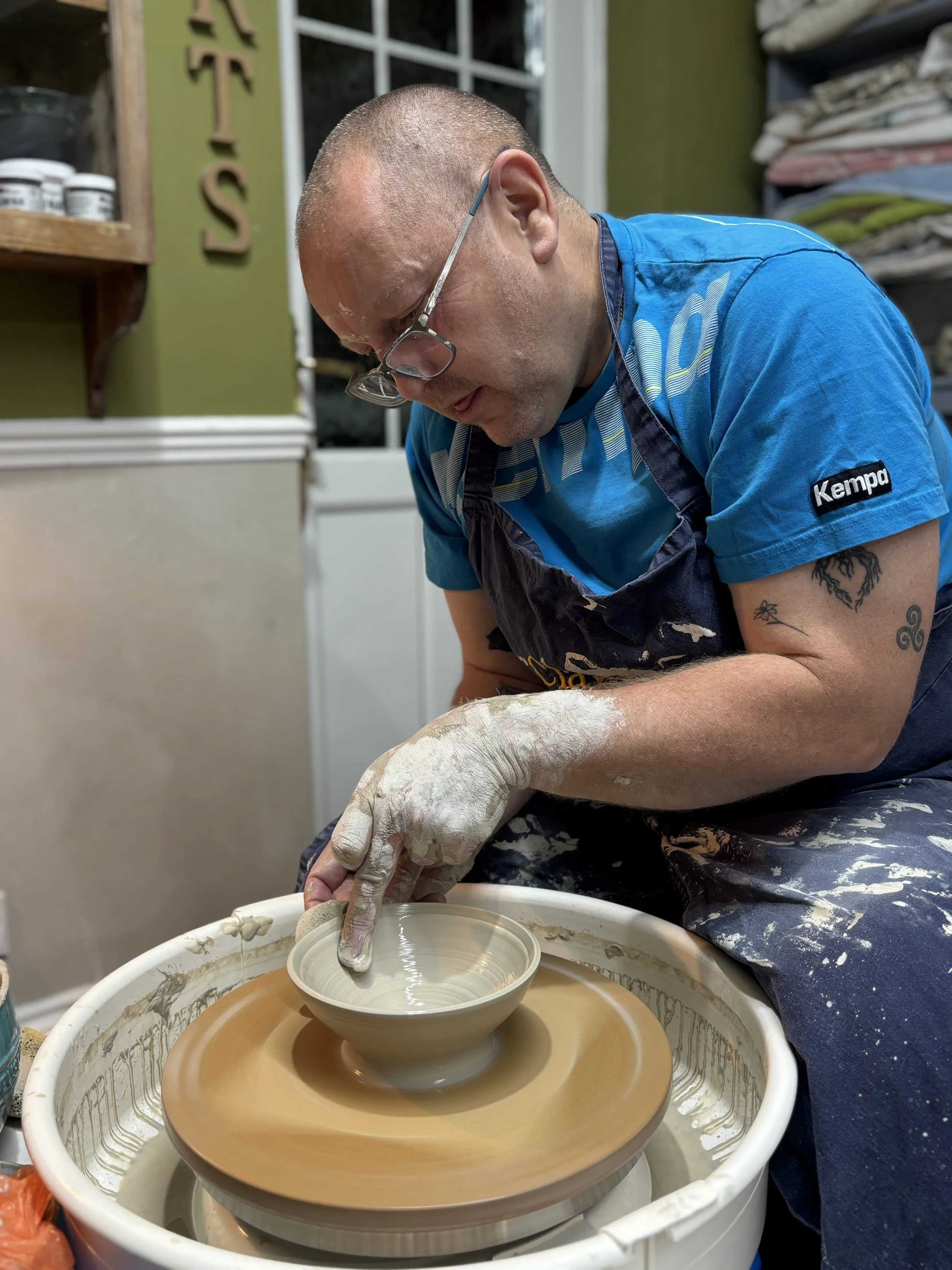   
  ... & George -a pottery experience present for his birthday!  
 