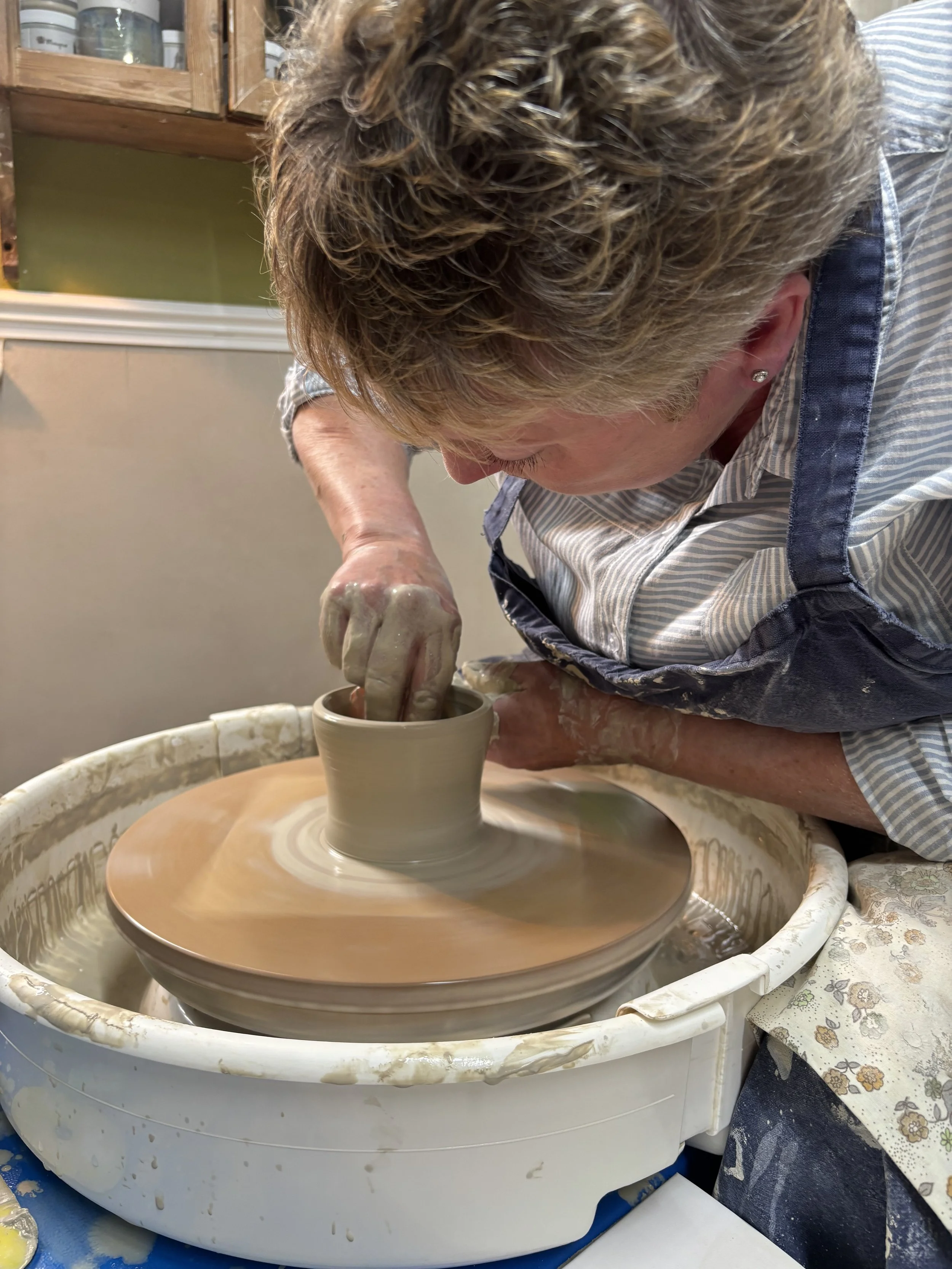   
 Lovely to see Julia & Helen back in the pottery for another 5 week course together! 
 