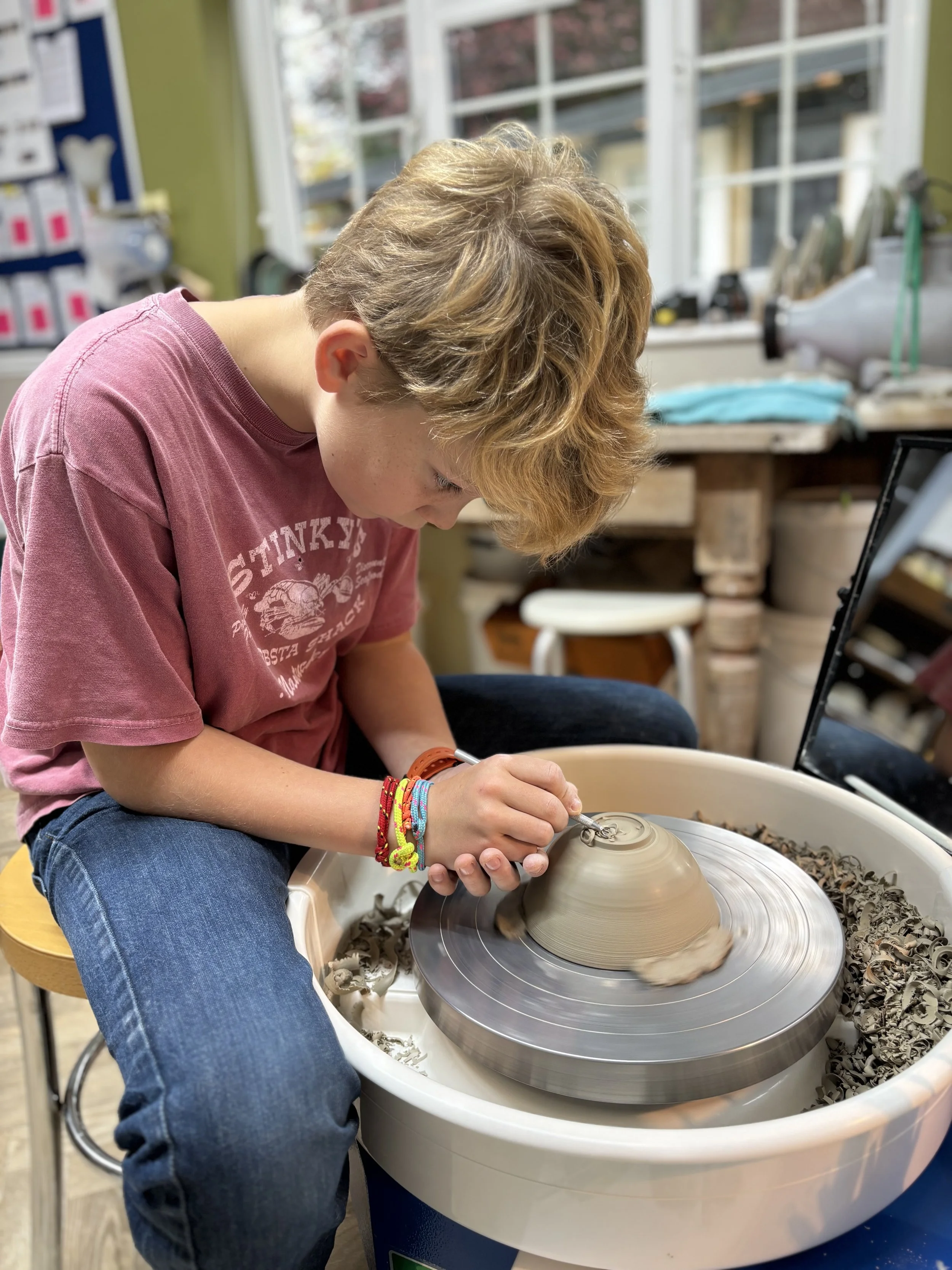   
 Wilfred has done another super job trimming his pieces and will be returning for his final glazing session! 
 