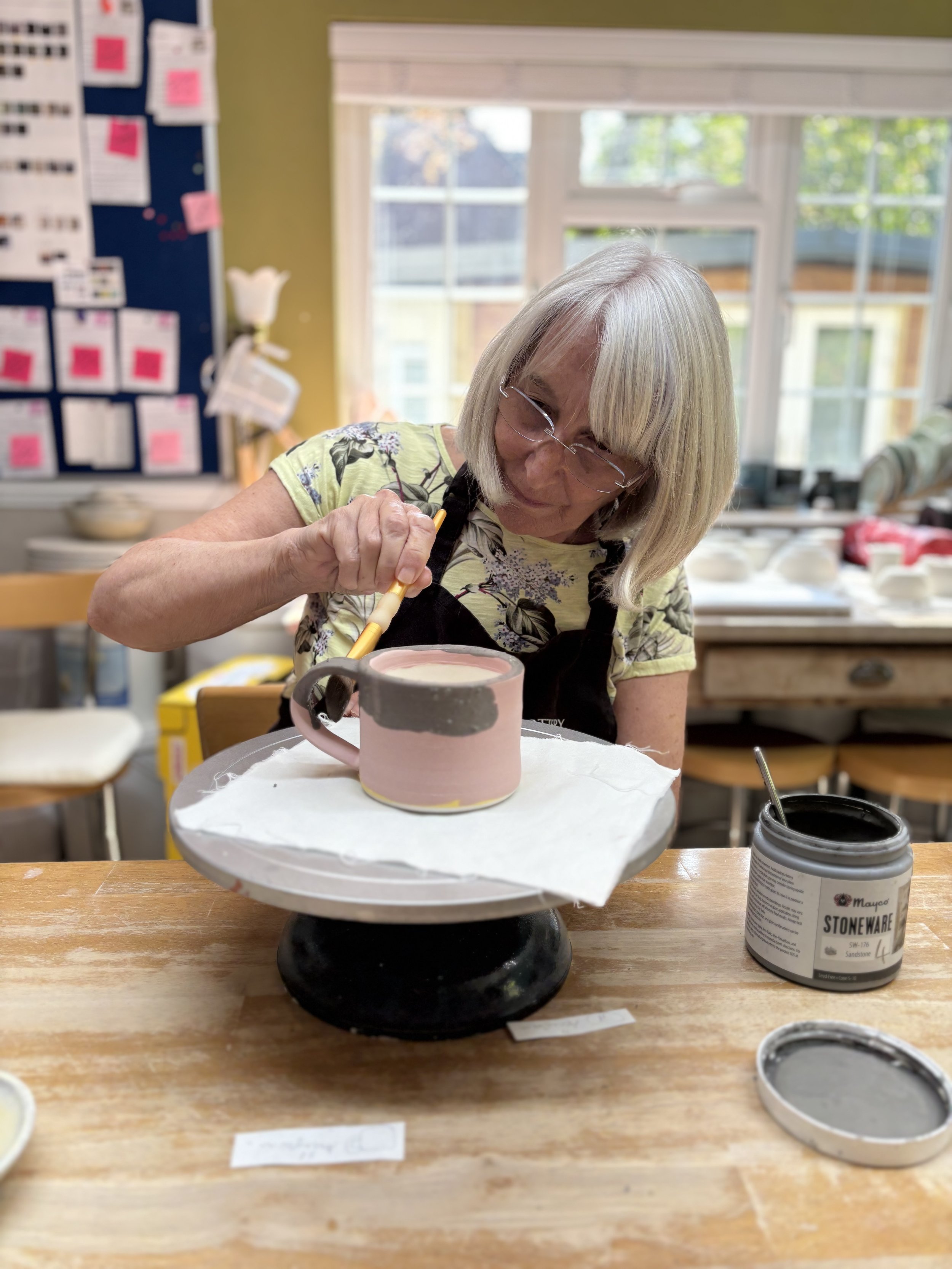   
 Christine has been glazing all her pieces at the end of her 5 week course!  
 