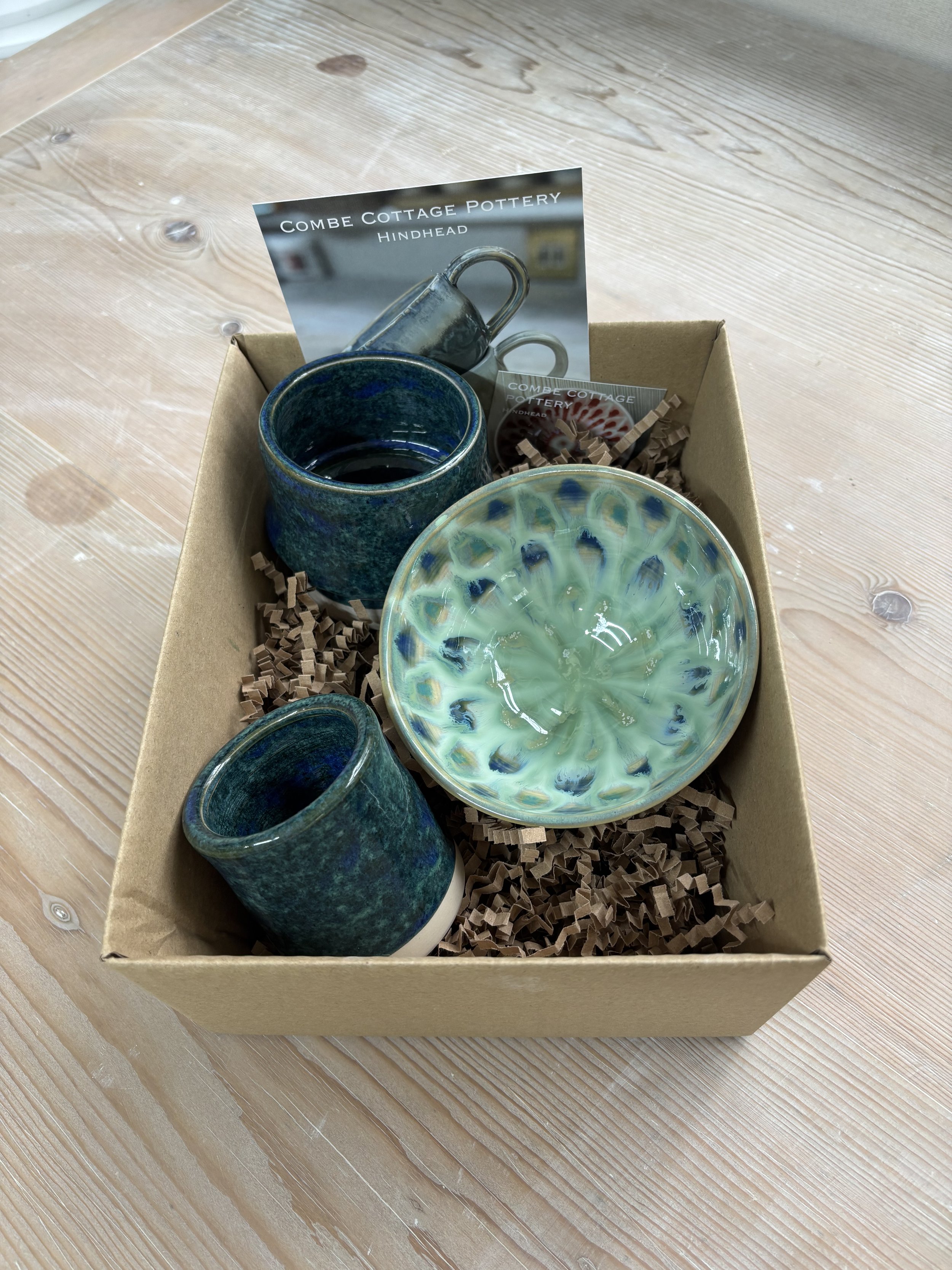   
  Bernie's beautiful results after she returned to glaze her thrown pieces 
 