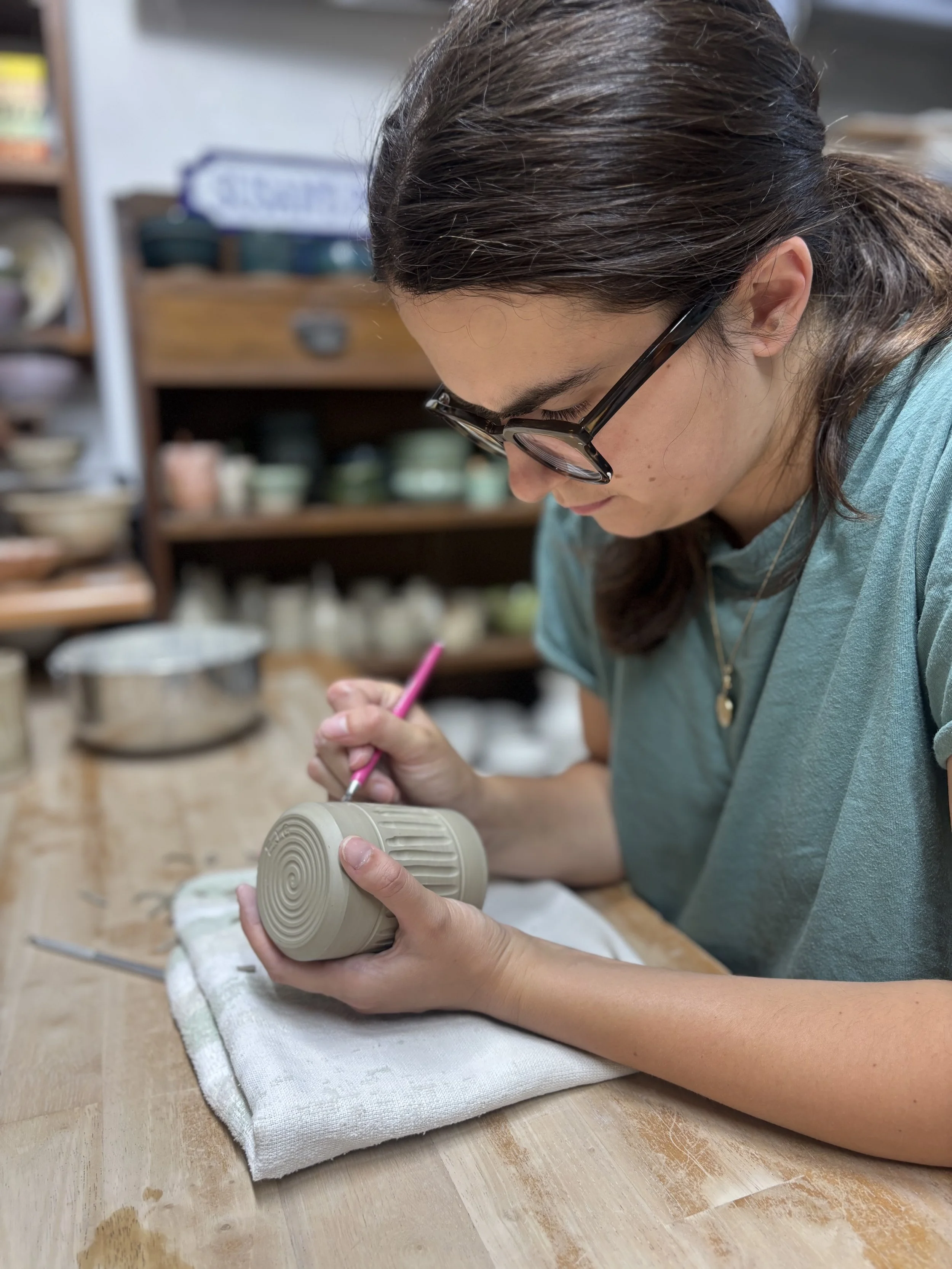   
 Lizzie has been trimming her pieces and trying some carving! 
 
