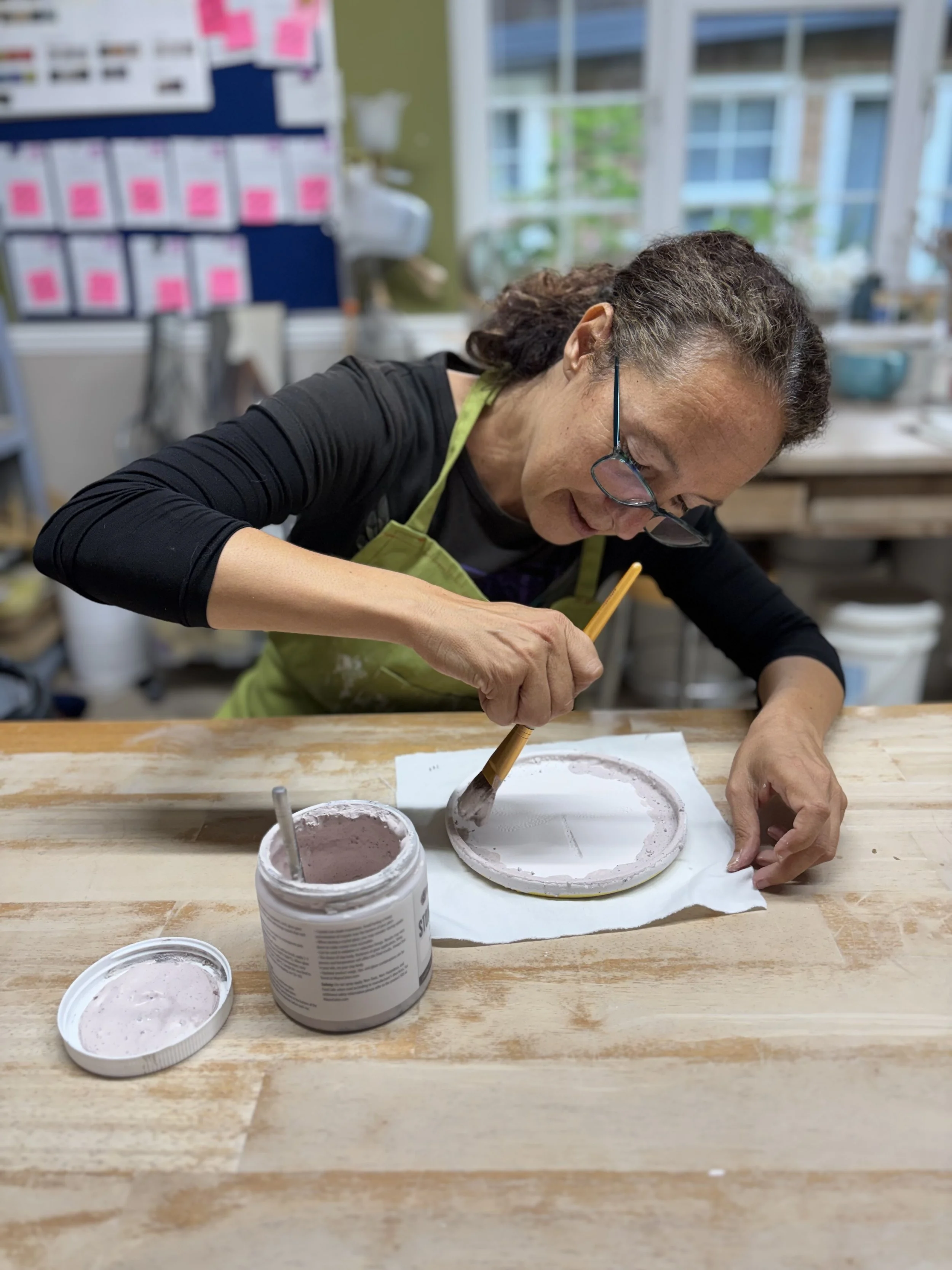   
 Miryam has been glazing her latest pieces before starting her next course! 
 