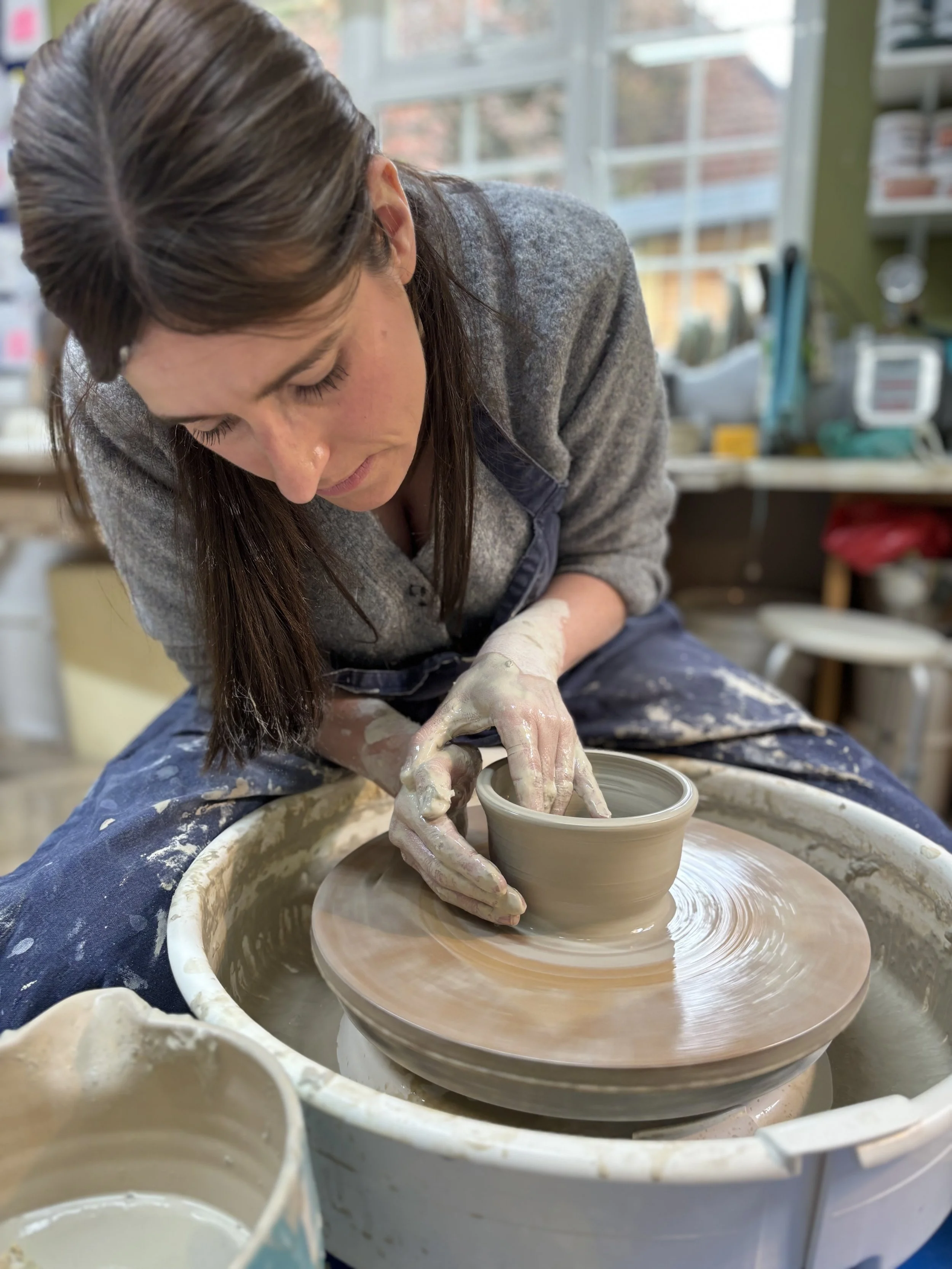   
 Super morning spent with Kate for her 'Throwing Experience'! Kate will be returning to glaze all her pieces! 
 