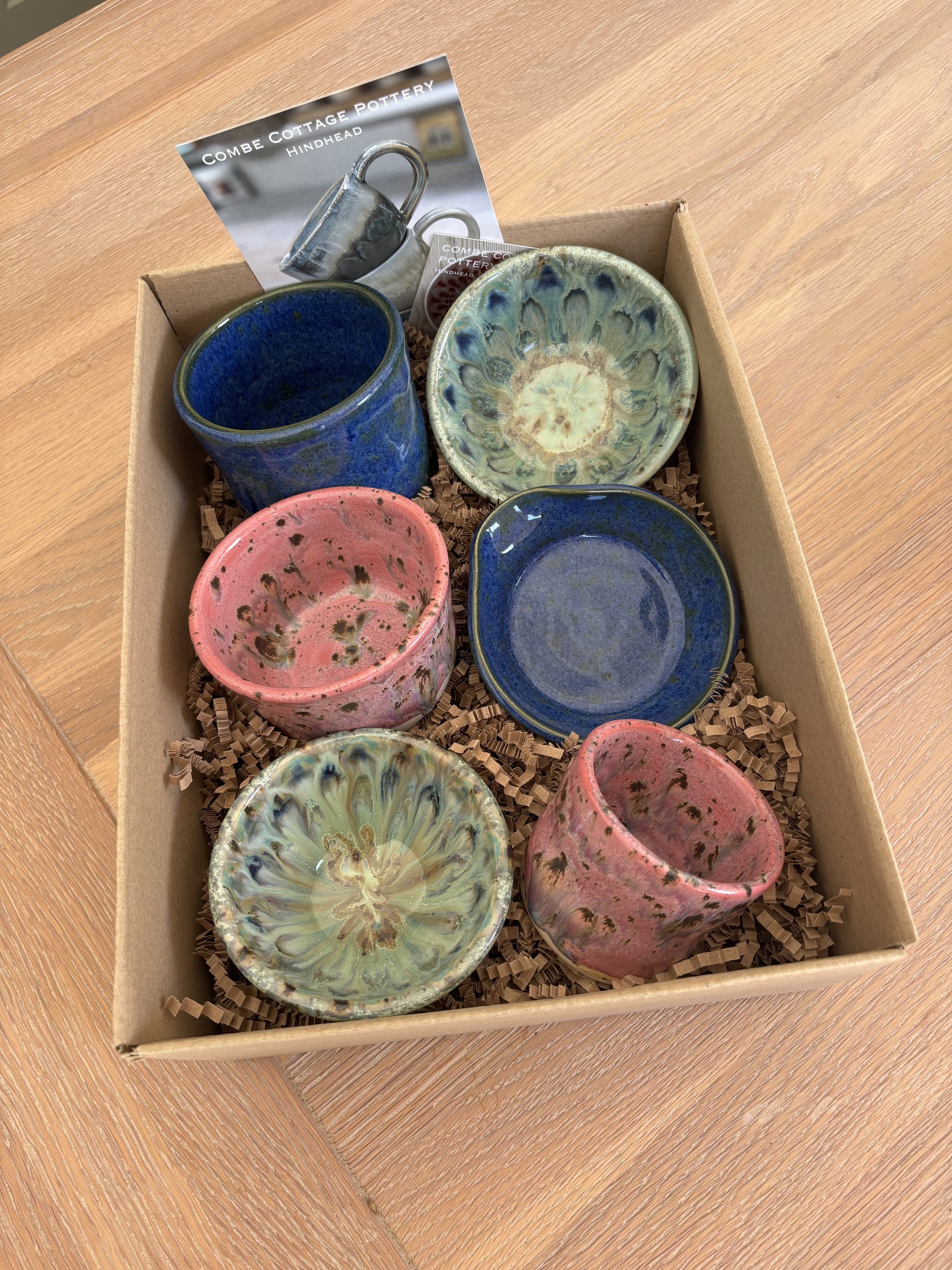   
 Tom & Philippa's coordinated pieces they glazed following their 'Throwing Experience'!  
 