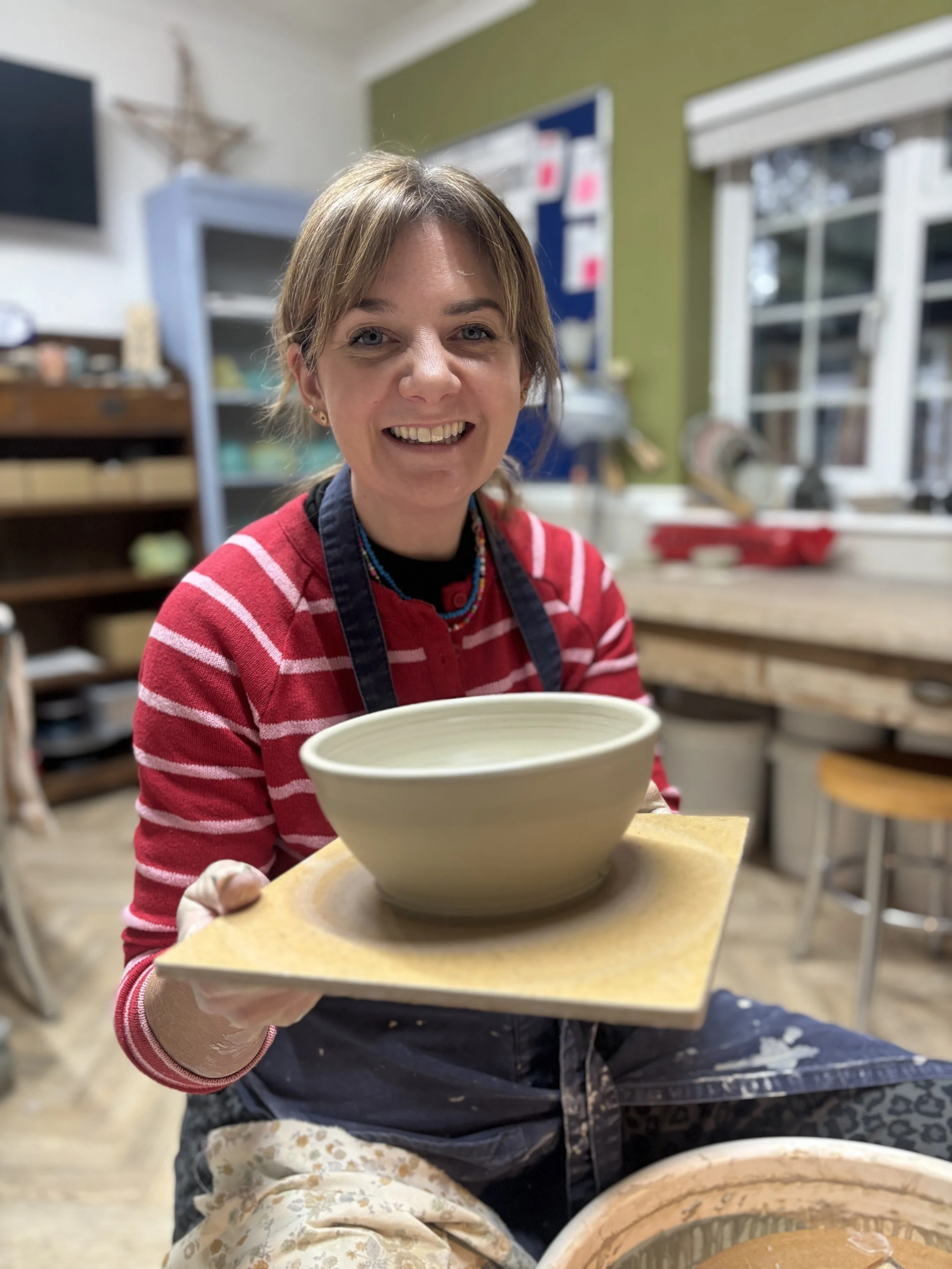   
 Lovely first session for Emily throwing on the wheel at the beginning of her 'Throw, Turn & Glaze Experience' 
 