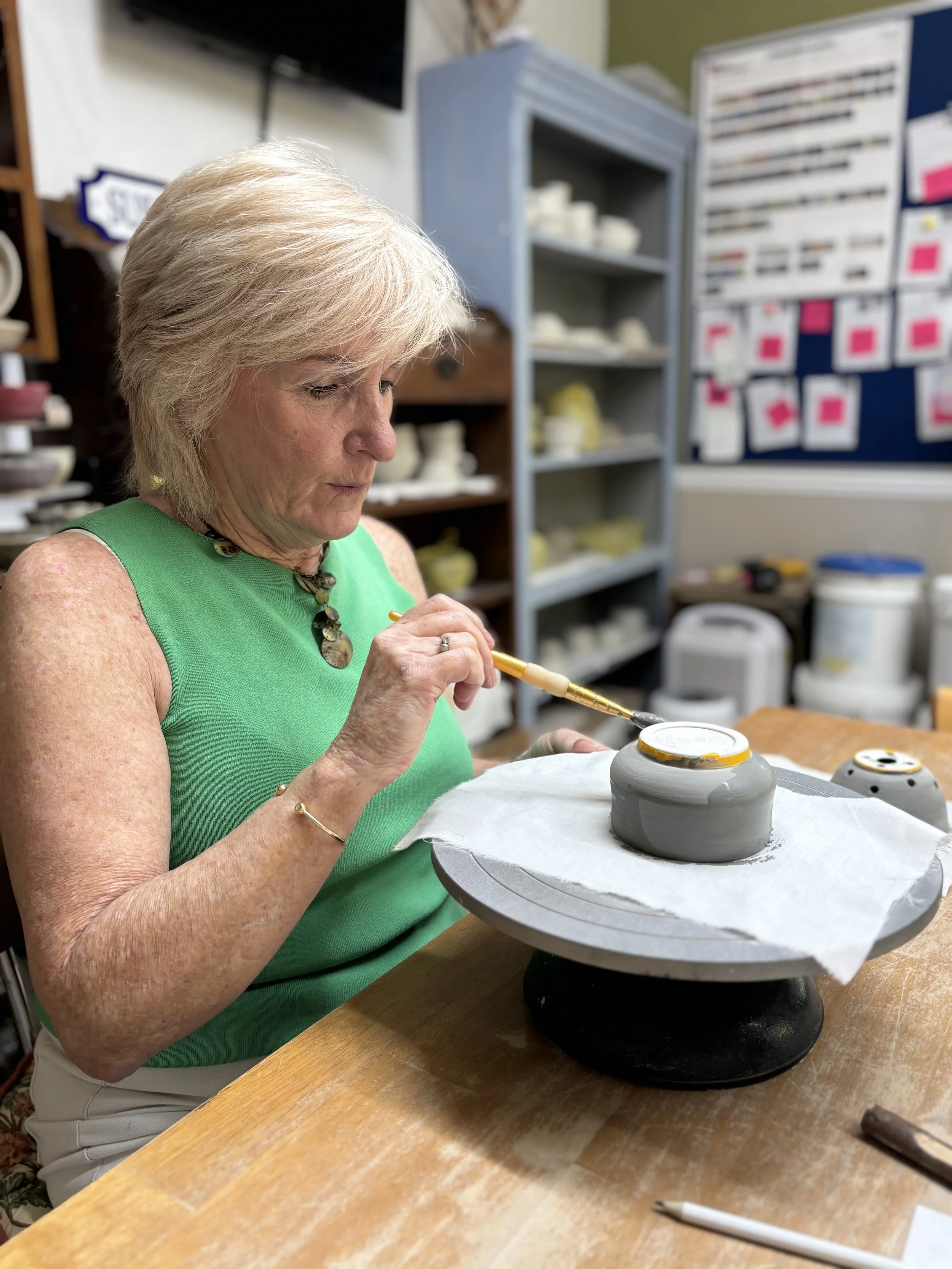 ...with Mum Sue at the end of their 'Throw, Turn & Glaze Experience'!