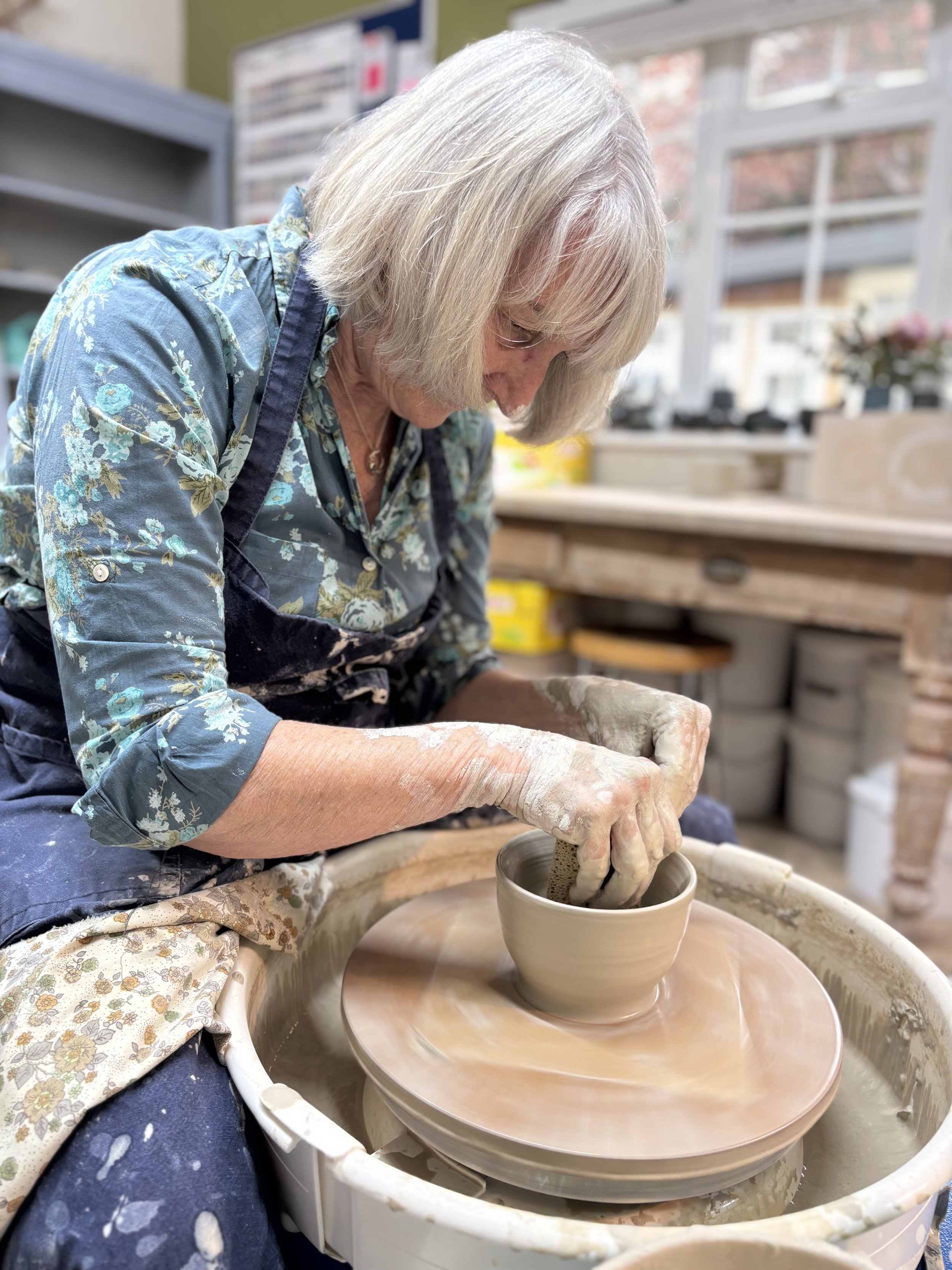   
 Lovely to see Christine back in the pottery for another 5 week course!  
 