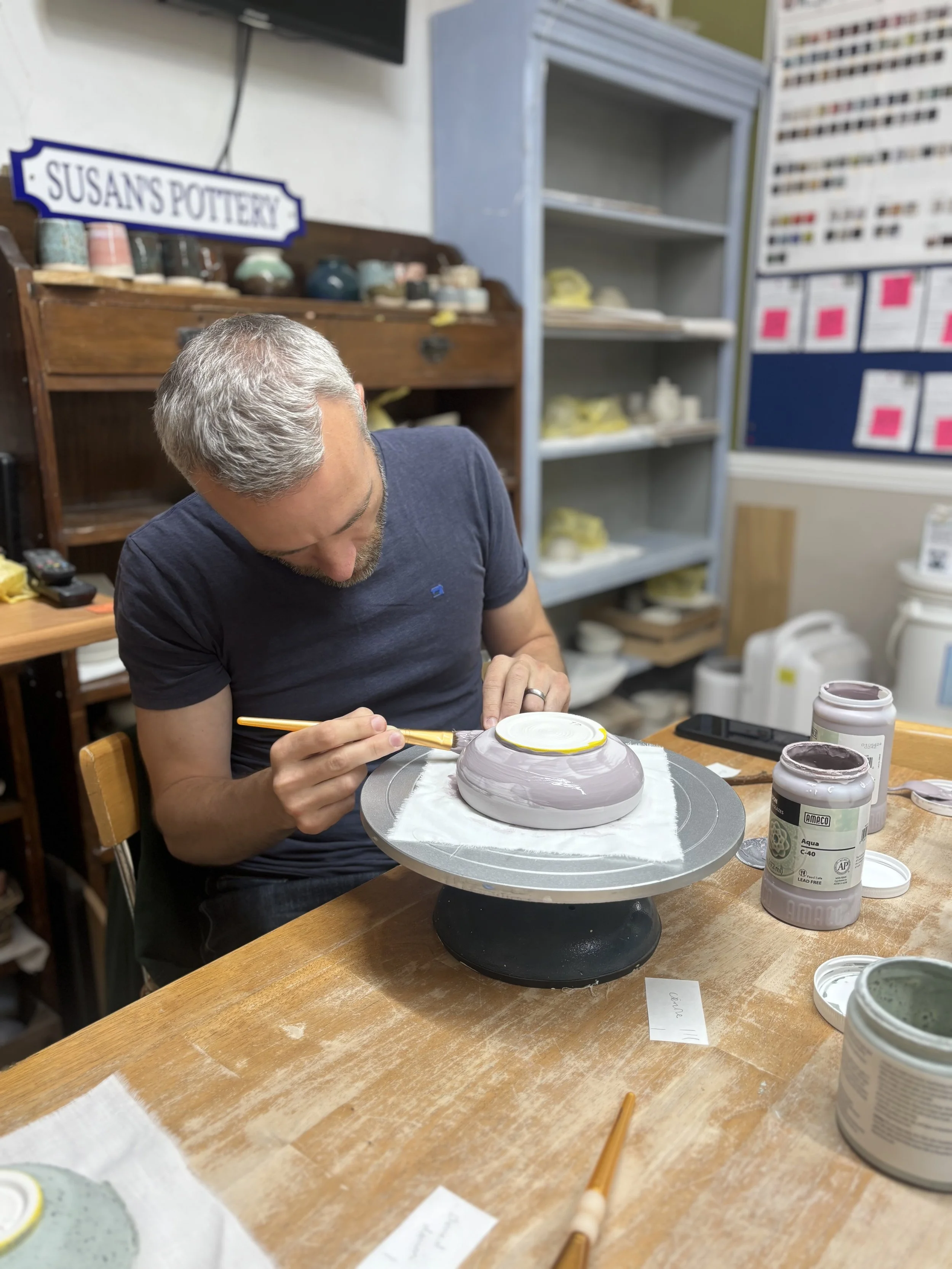 Thomas & Caroline have returned to glaze their pieces ...
