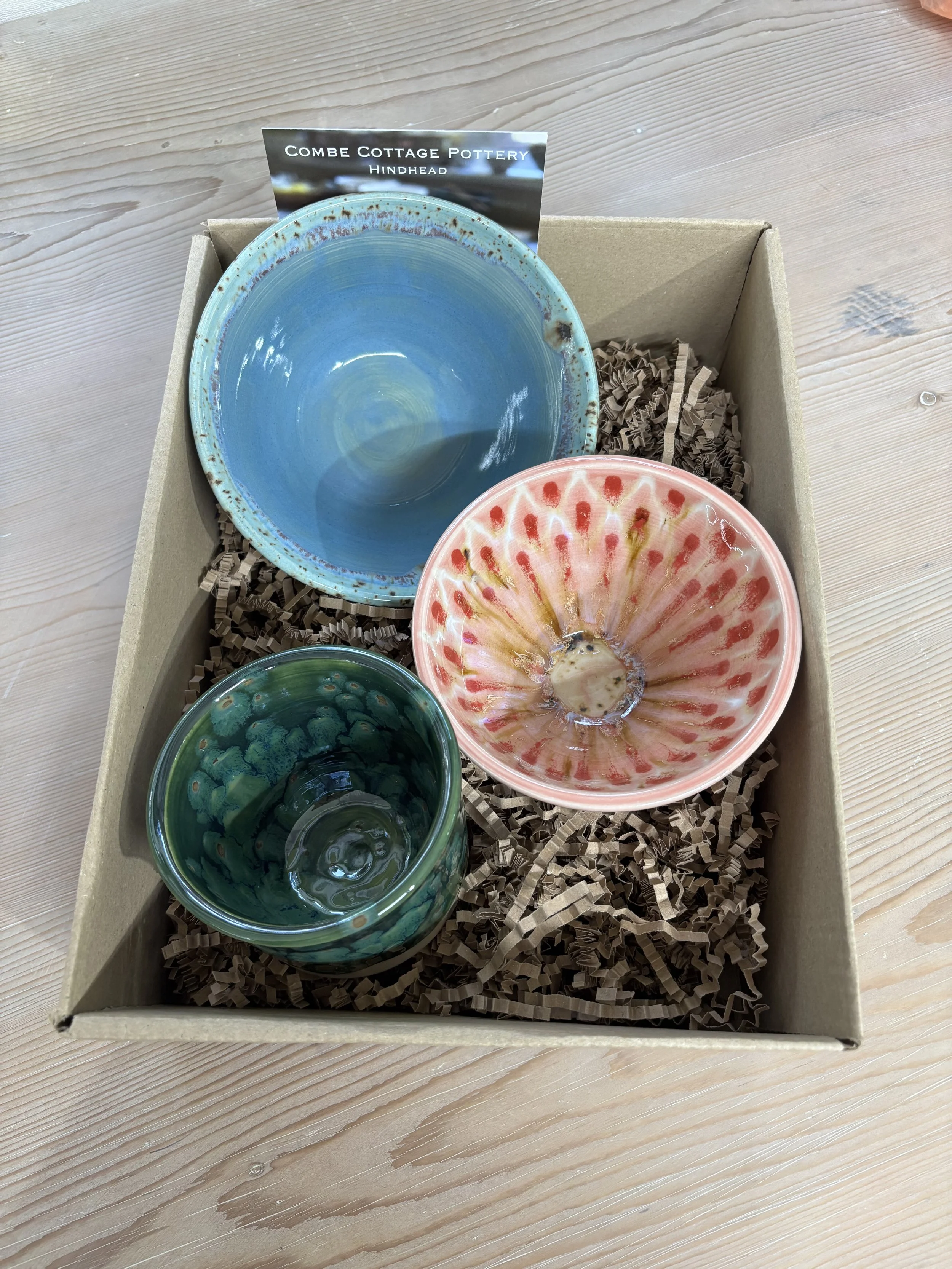   
 The beautiful results of Cecil's 'Throw, turn & glaze experience'! 
 