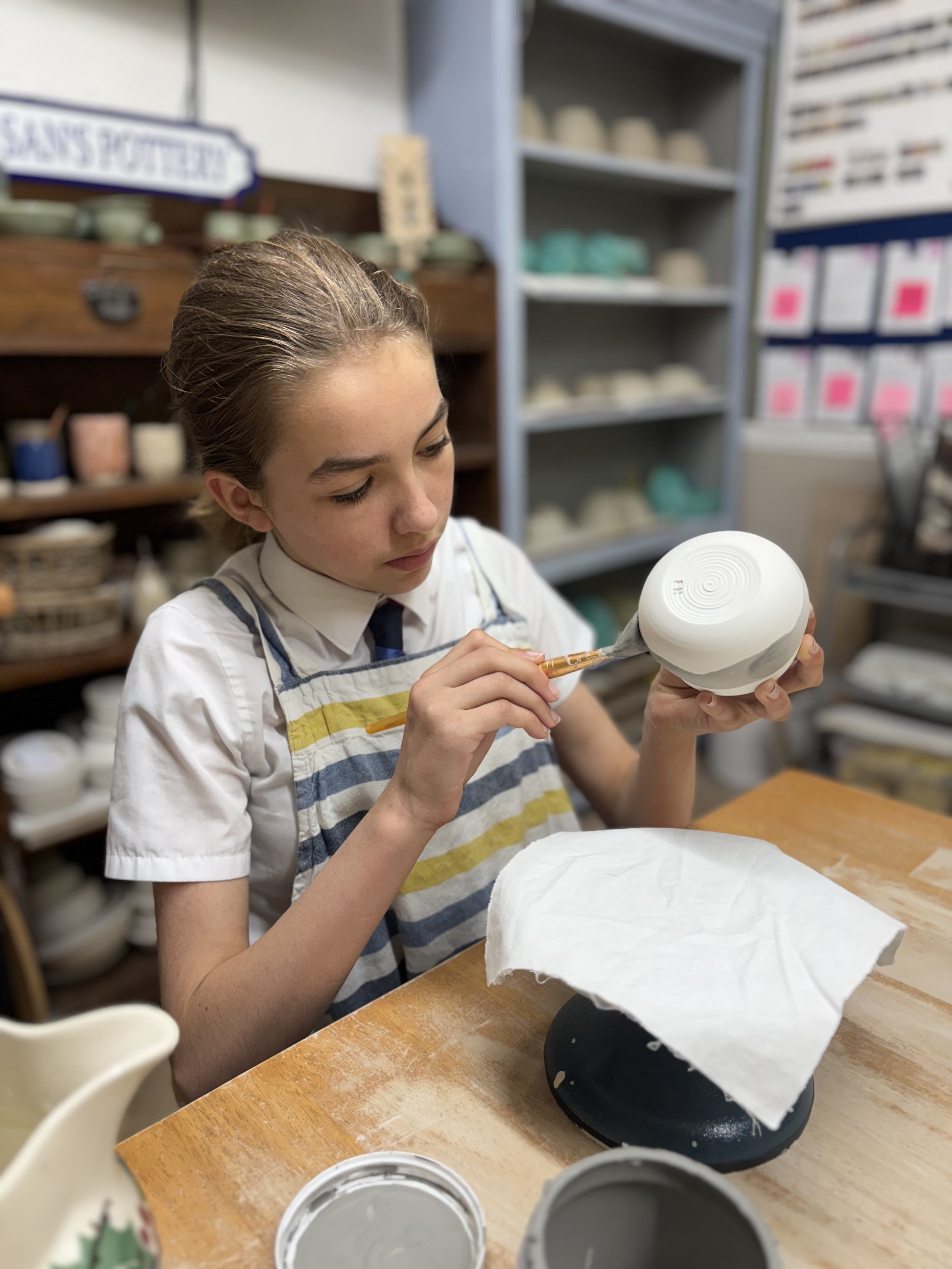   
 Florence has returned to glaze her pieces having thrown & turned them during her half term holiday! 
 