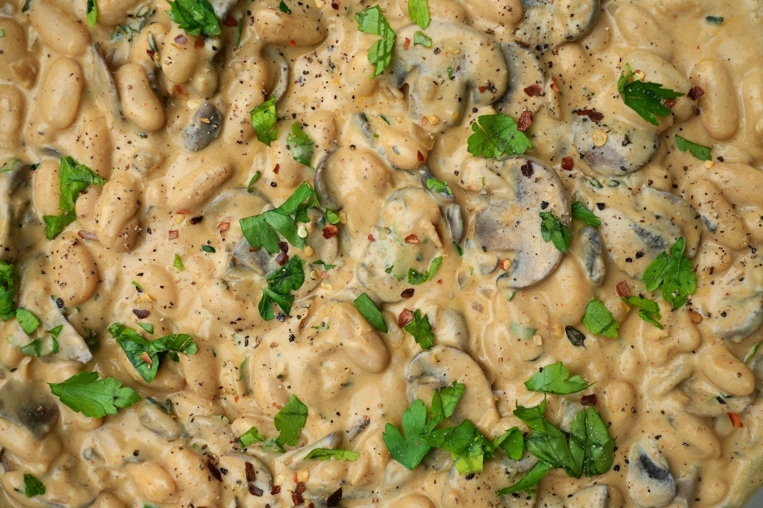 Creamy Miso Mushroom Cannellini Beans (Vegan, High-Protein, Batch-Cook)