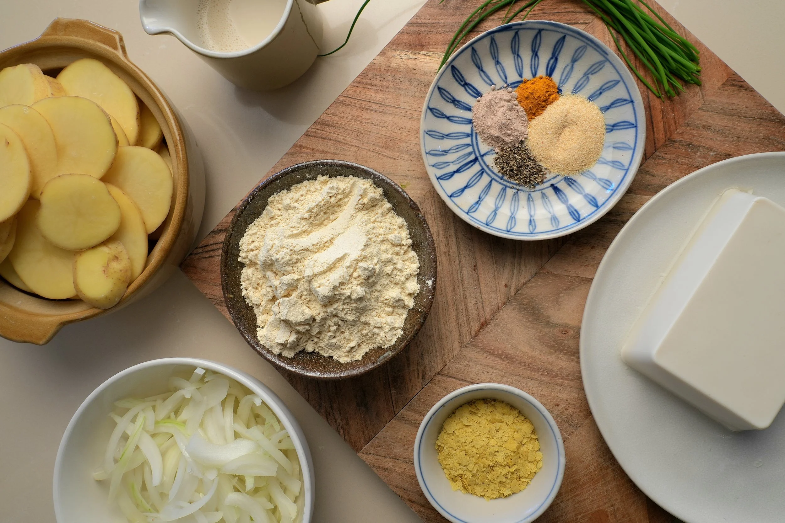 ingredients needed to make vegan spanish tortilla omelette