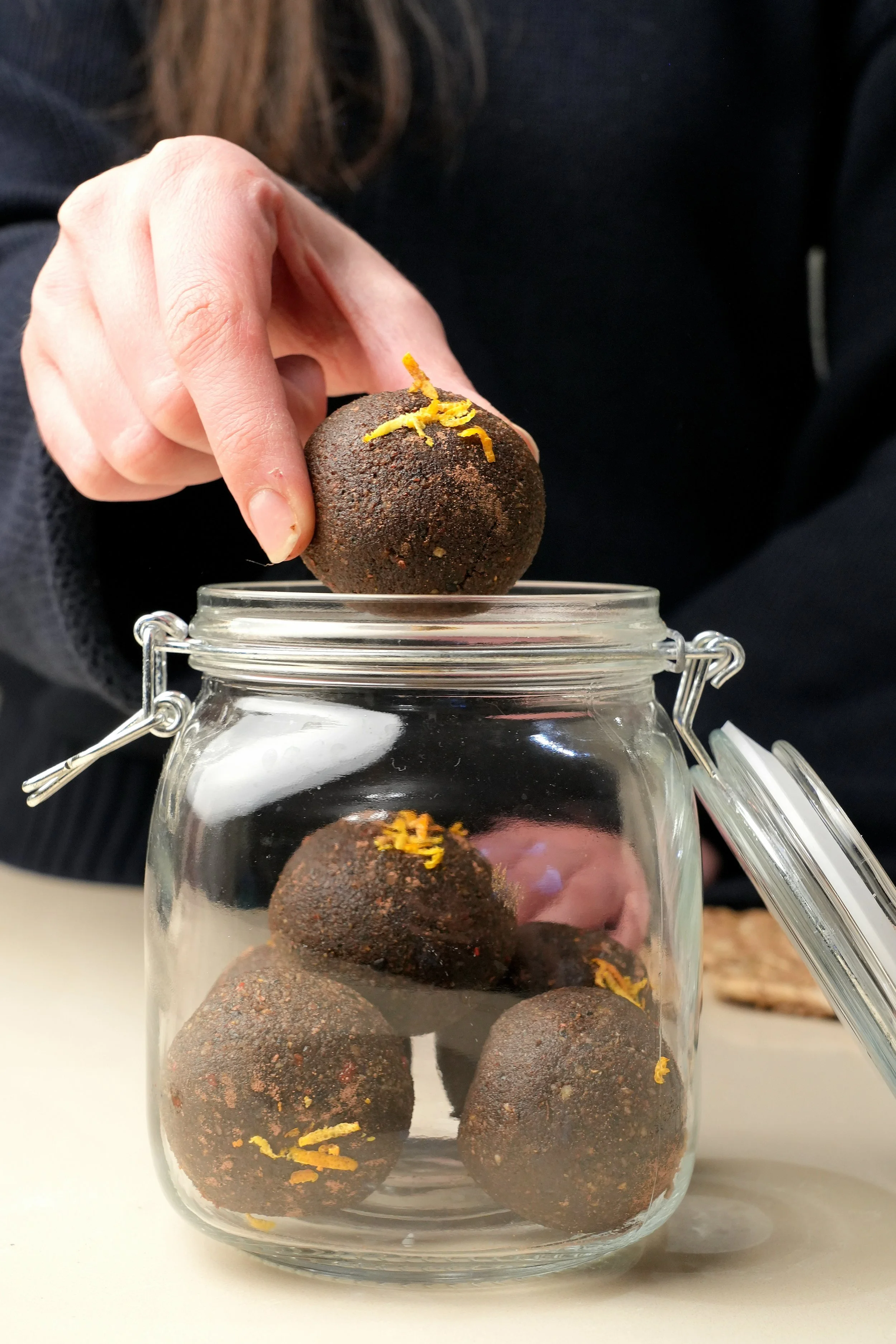 image of high iron chocolate orange vegan bliss balls