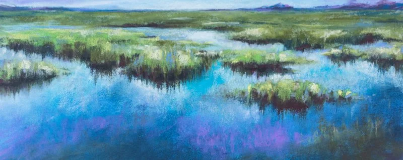Marsh Side Walk  - Original Framed Soft Pastel Painting