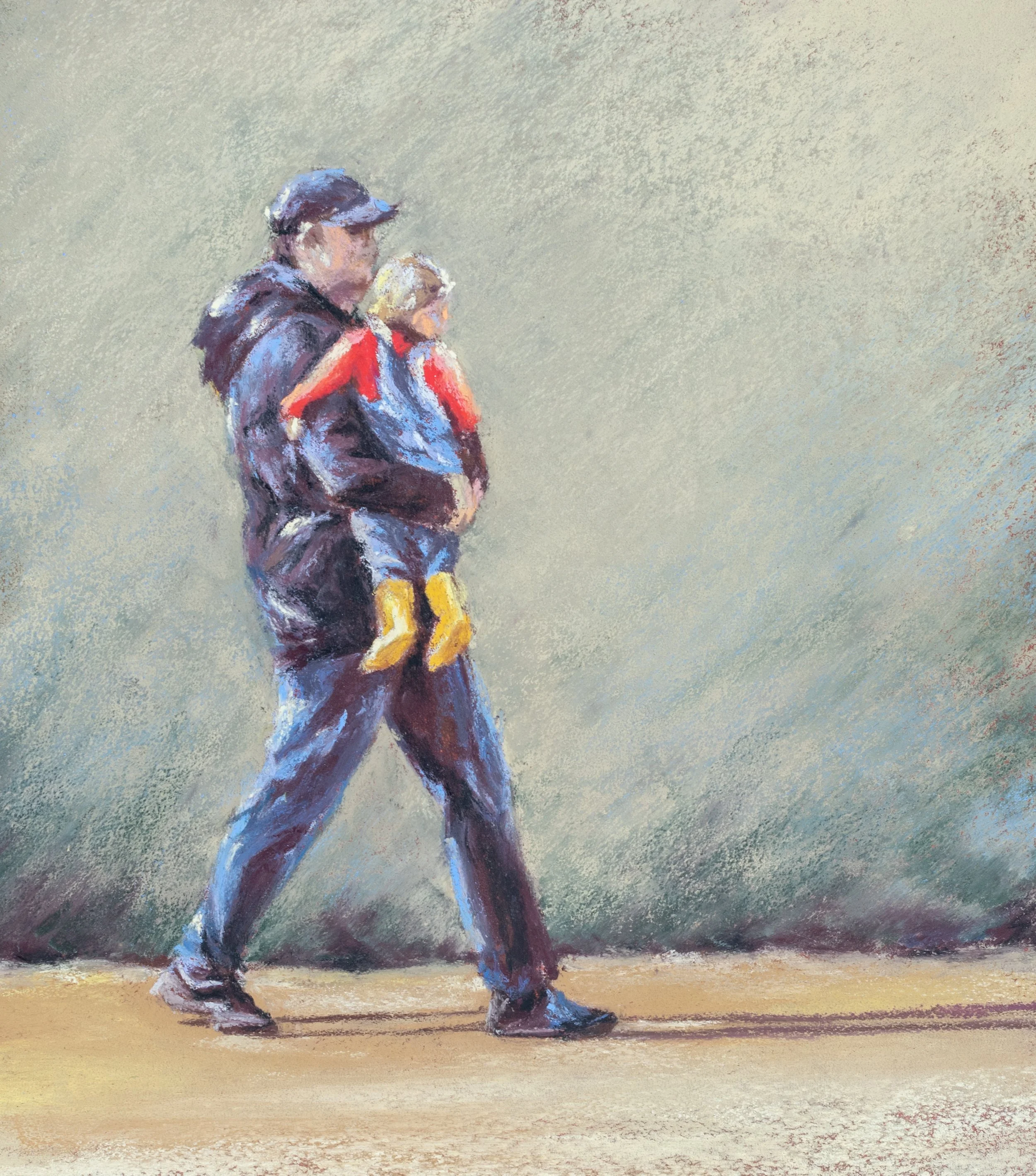 "Yellow Wellies" - Pastel on paper