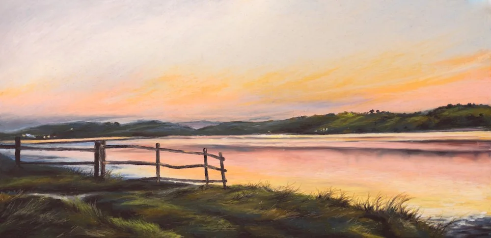 Home Is Where You Are - Oil Pastel Painting, River Severn