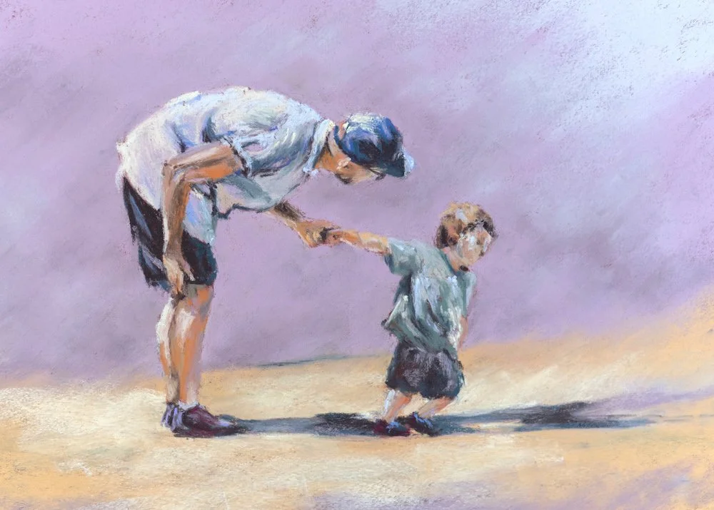 "Parental Guidance" - Pastel on paper.