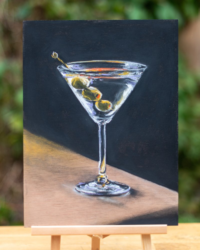 Martini Cocktail Still Life Fine Art Giclee Print by Rose-Marie MJ Gloucestershire and Cotswolds Pastel and Pencil Artist