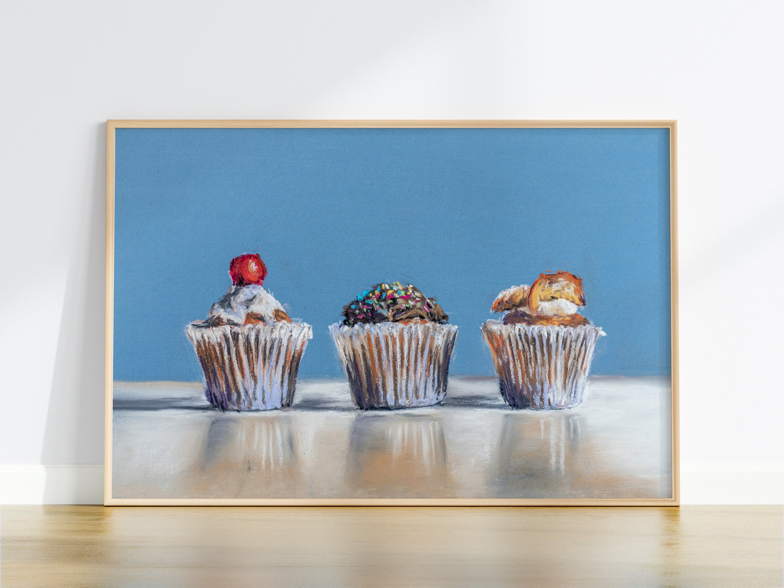 Three Little Bakers Cakes and Pastries Food Still Life Fine Art Giclee Print by Rose-Marie MJ Gloucestershire and Cotswolds Pastel and Pencil Artist