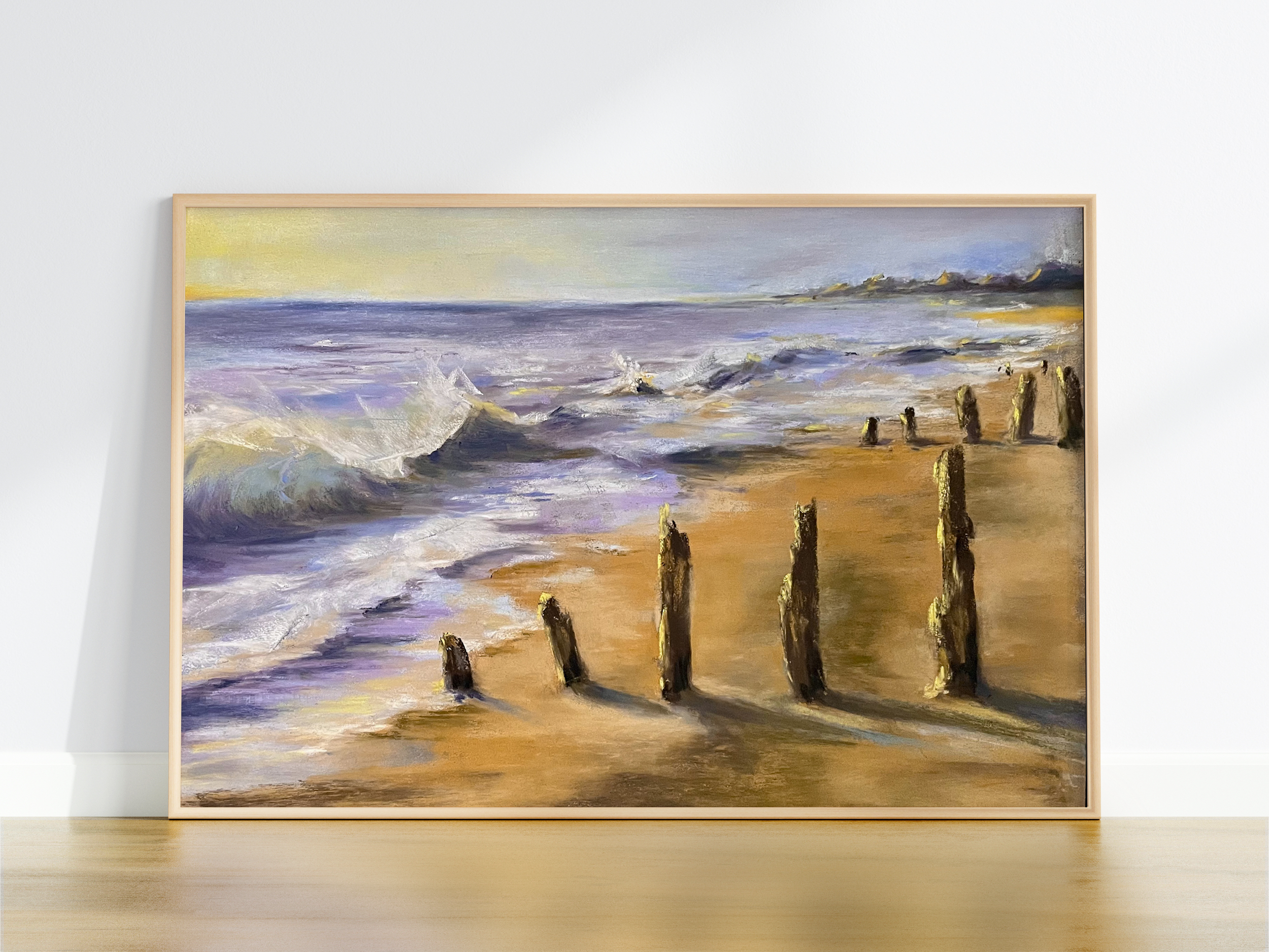 Sweet Beach Seascape Ocean and Sea Landscape Fine Art Giclee Print by Rose-Marie MJ Gloucestershire and Cotswolds Pastel and Pencil Artist