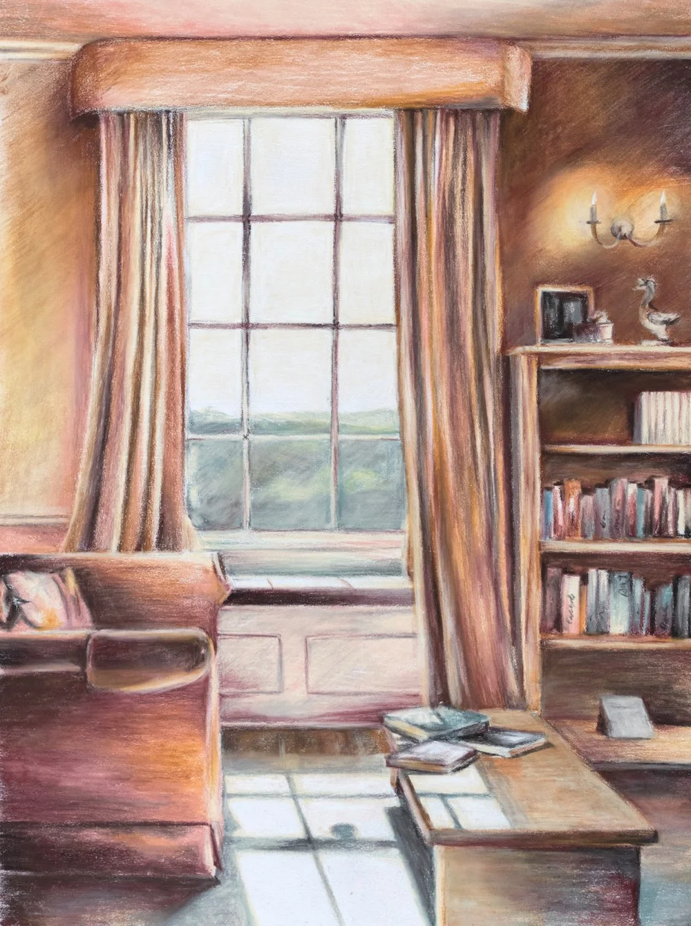 Book Nook - Pastel on paper.