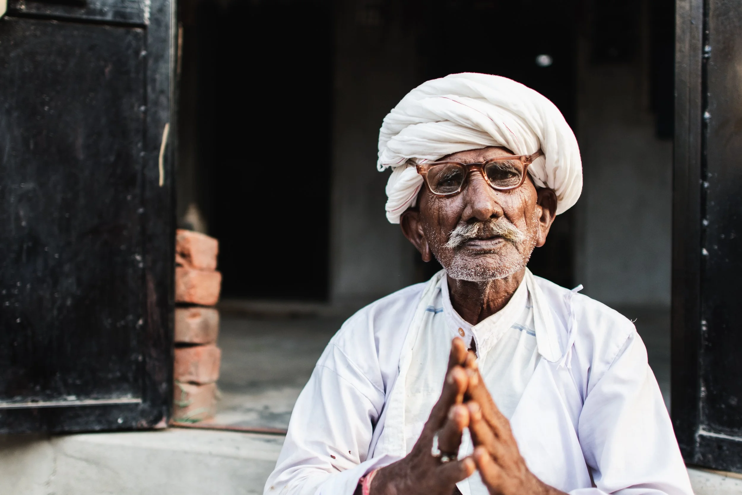 Man praying at Vadgam, Gujarat, India