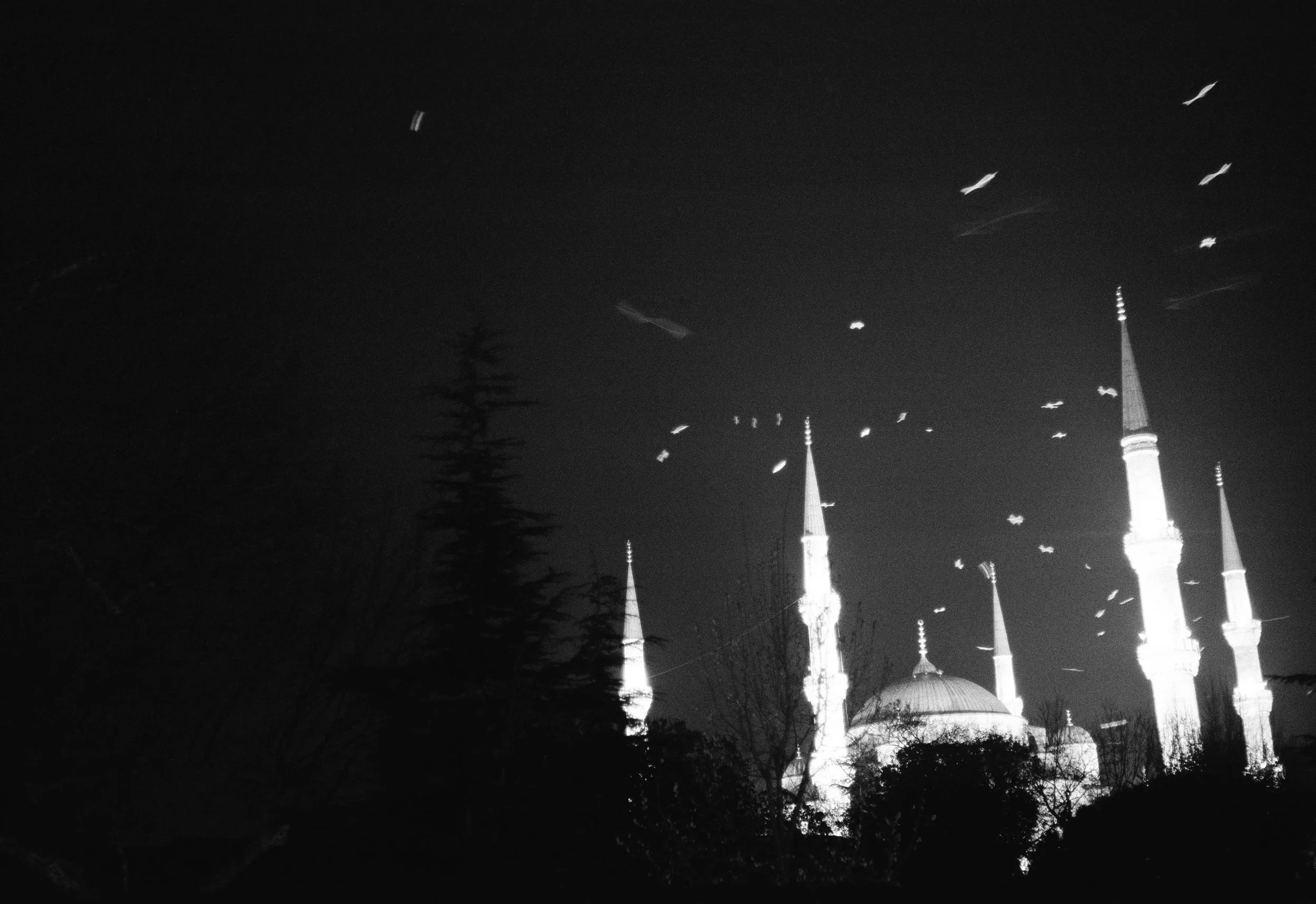 Long exposure at night of the Hagia Sophia, Istanbul, Turkey