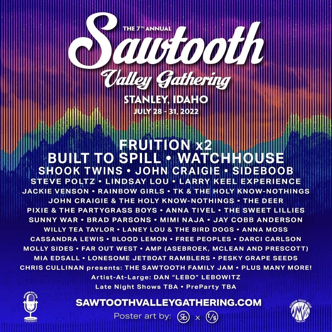 ANNOUNCEMENT🌄
We're pleased to introduce the 3rd round of artist additions to the 7th annual Sawtooth Valley Gathering in Stanley, Idaho!  This release showcases the collaborative side of some of our favorite performers, plus some new friends that w