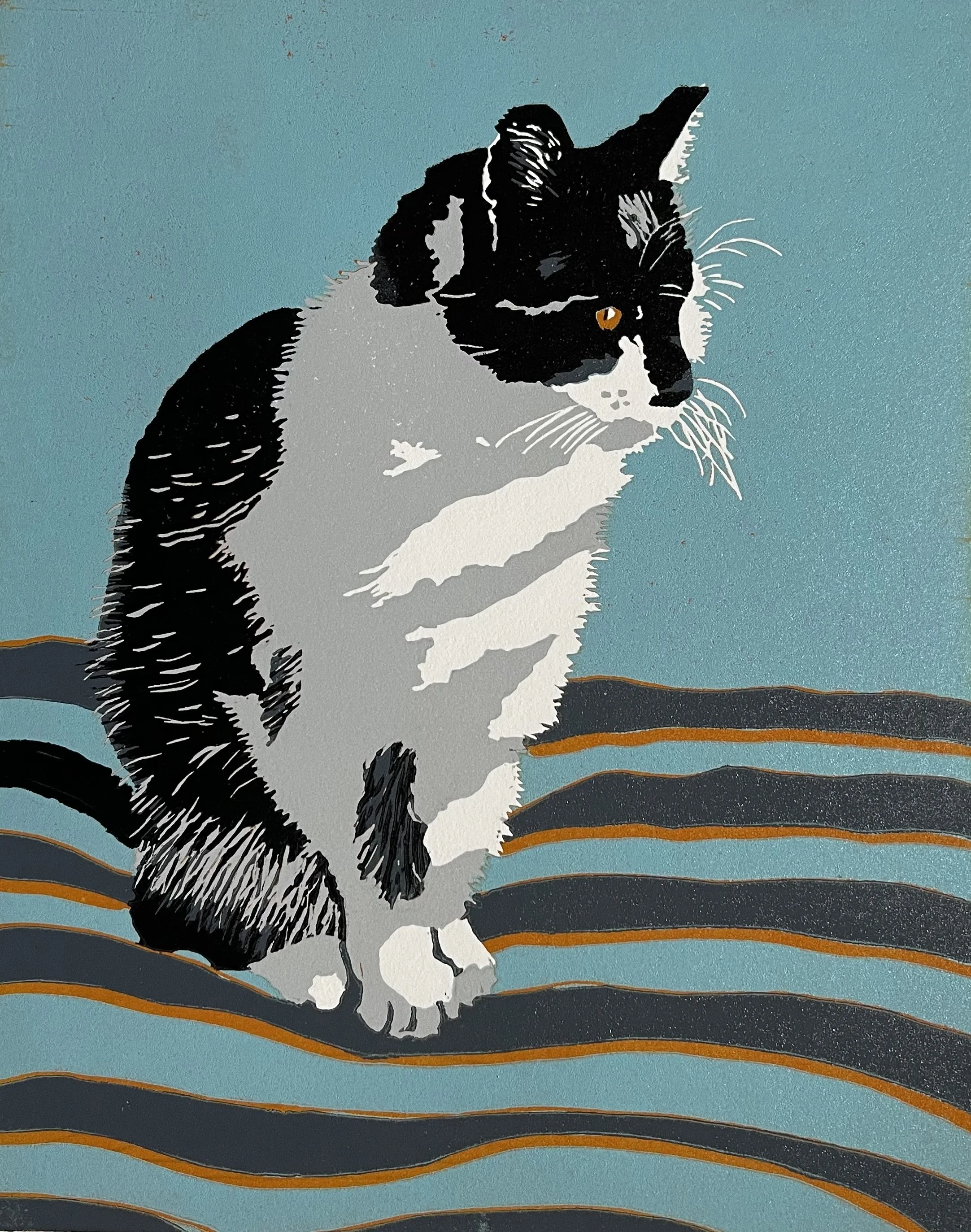 Blue Landscape w/Cat, 2025 unframed