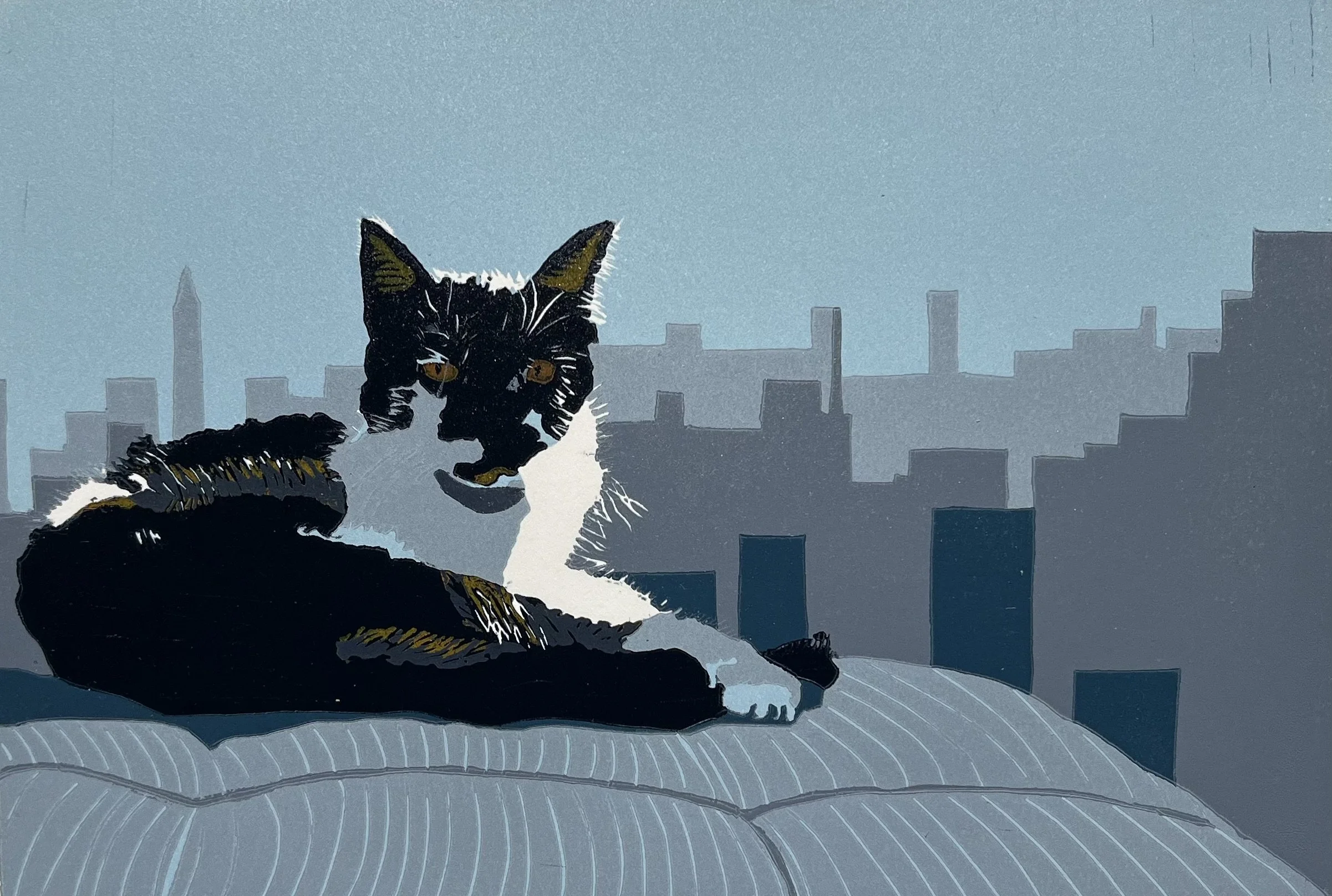 Urban Landscape w/Cat, 2025, unframed