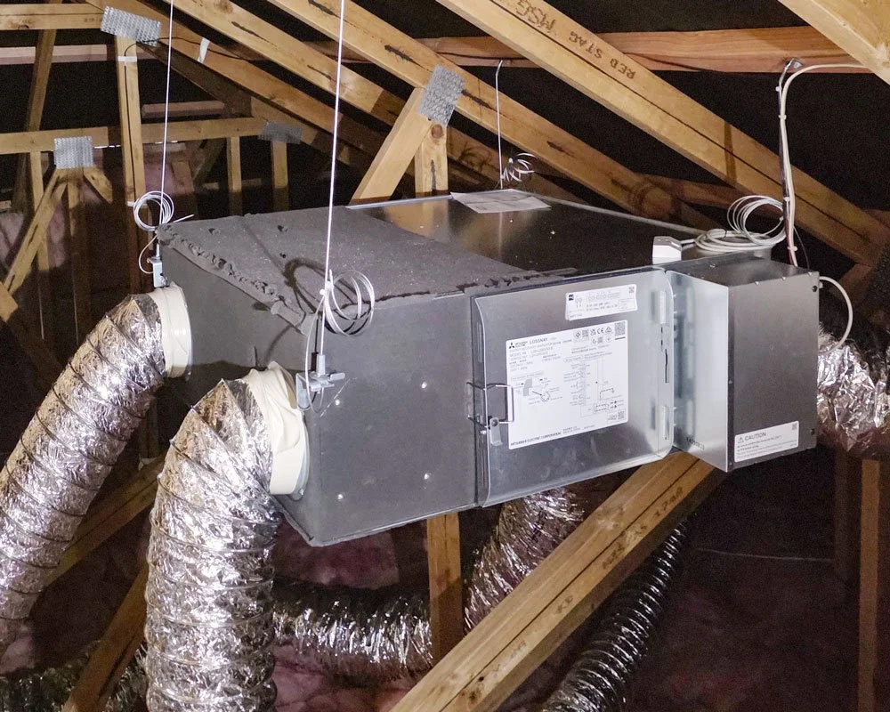 lossnay ventilation unit installed in roof space