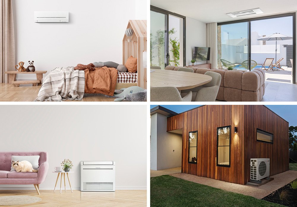 Mitsubishi Electric OmniCore multi room system in three rooms with one outdoor unit