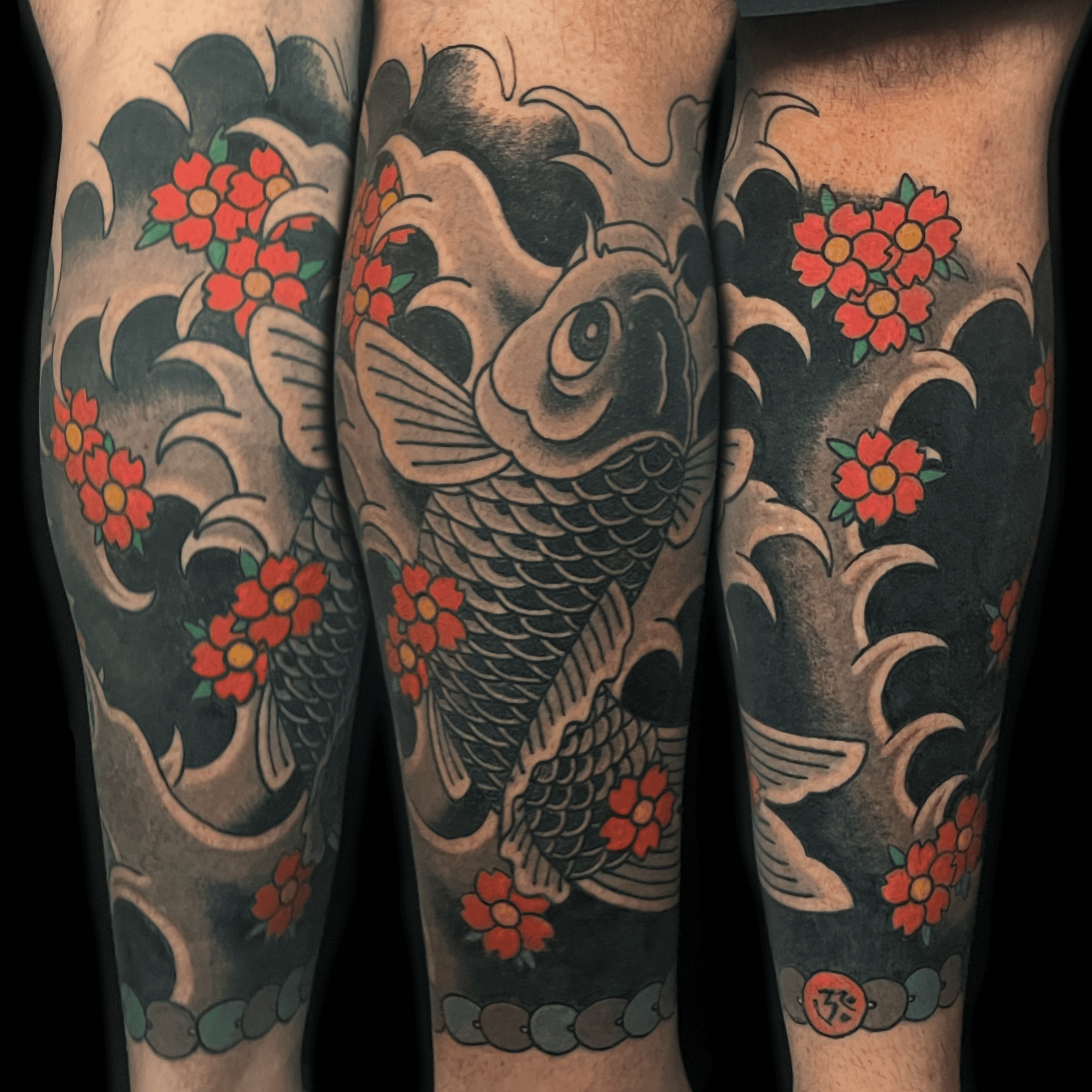 Koi fish  sakura Japanese traditional leg sleeve 